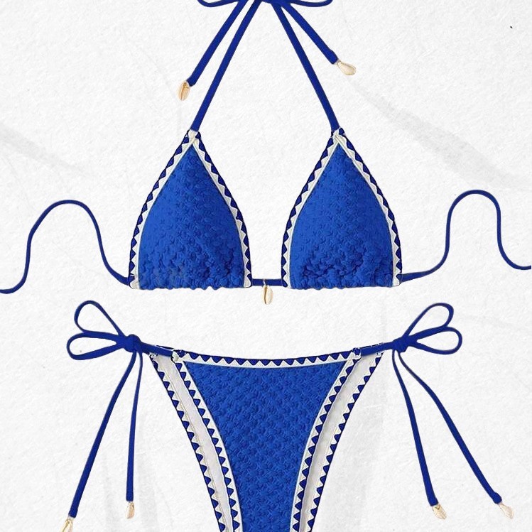 Womens Sexy Push Up Brazilian Bikini Swimwear Popped Crochet String Bathing Suit