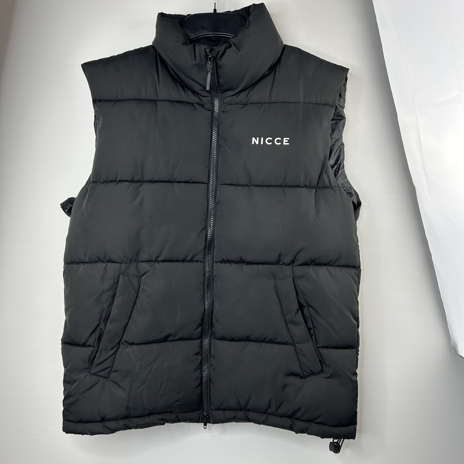 Nicce Black Puffer Gilet Bodywarmer Size S Sleeveless Padded Jacket Repair