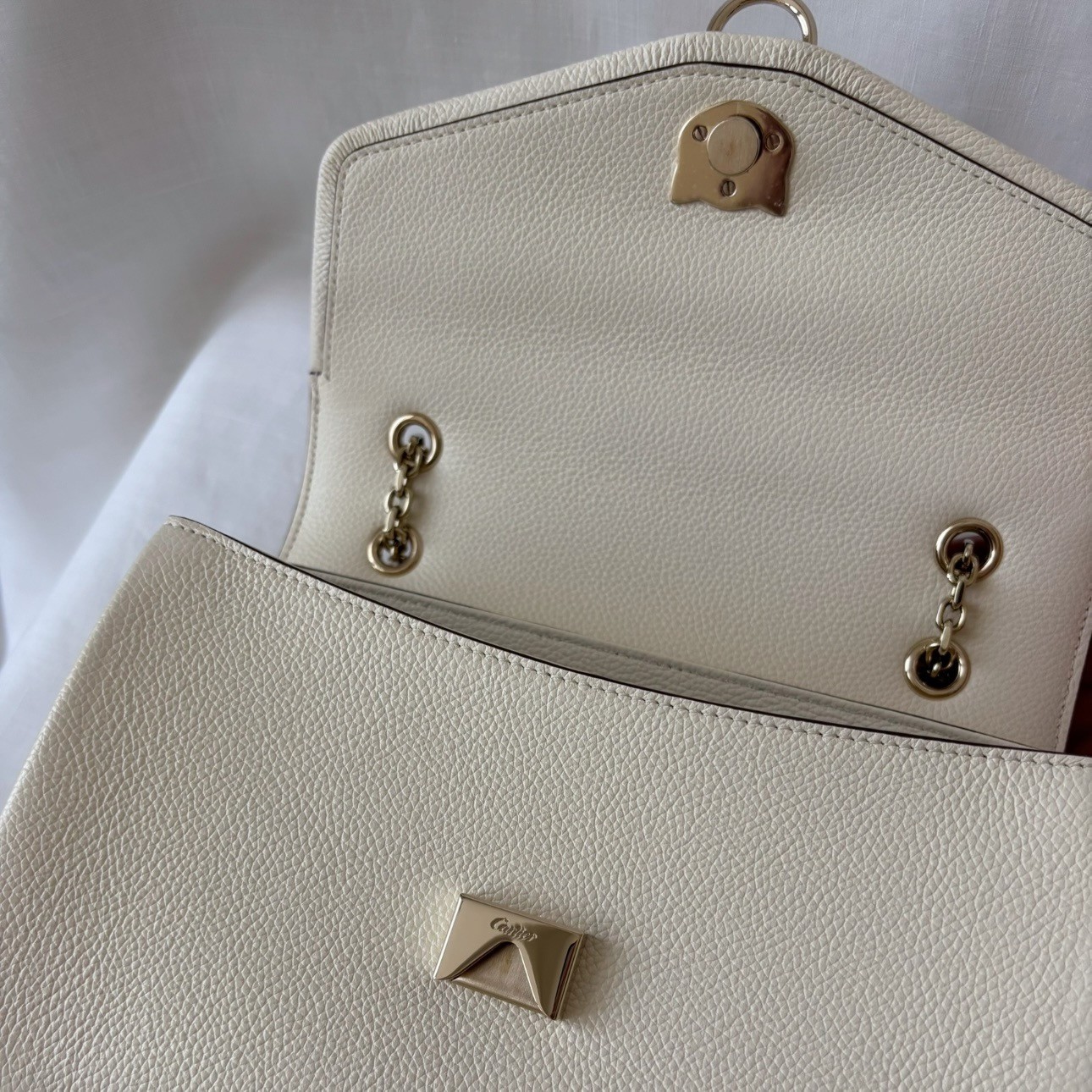 CARTIER Panthère Graphique Small Bag Cord Beige Handbag Purse Italy EXCELLENT