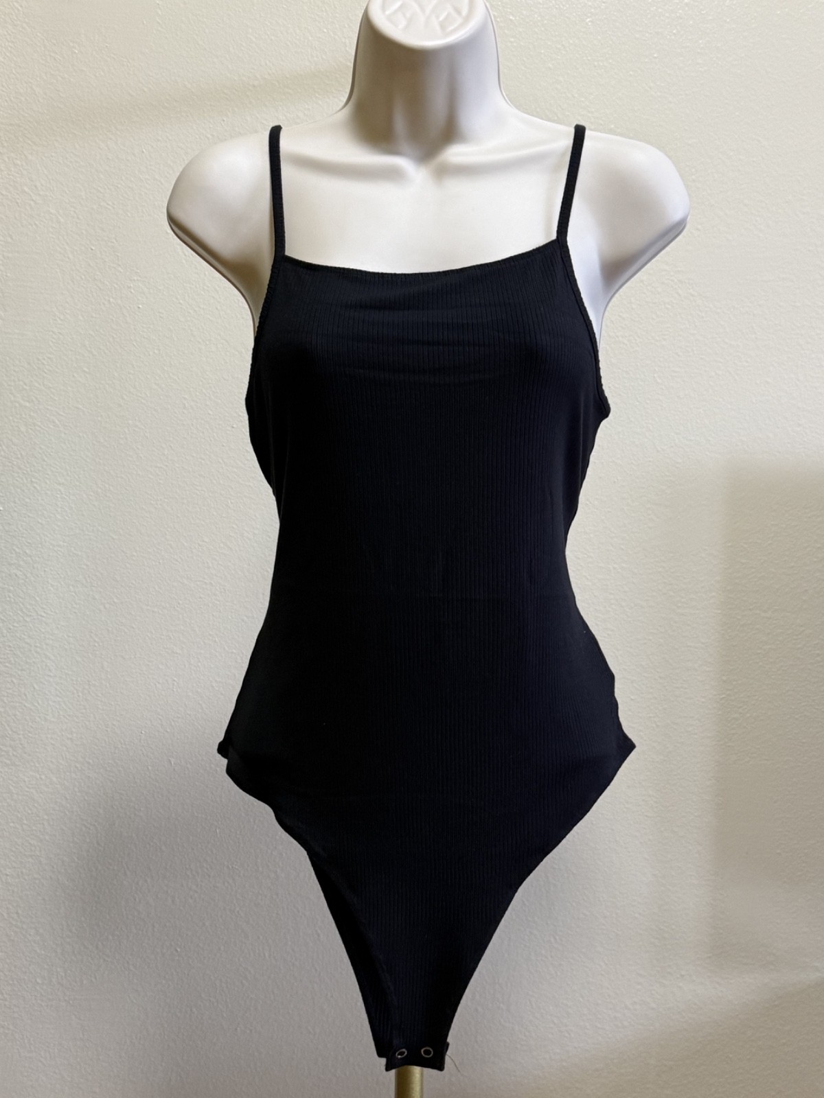 Wild Fable Black Body Suit Large Ribbed Tank Spaghetti Straps