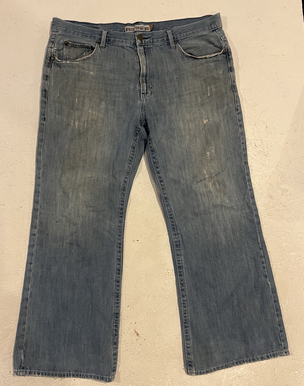 Aeropostale Jeans Mens 40×32 Blue Denim Winfield Vintage Boot Grunge Stain