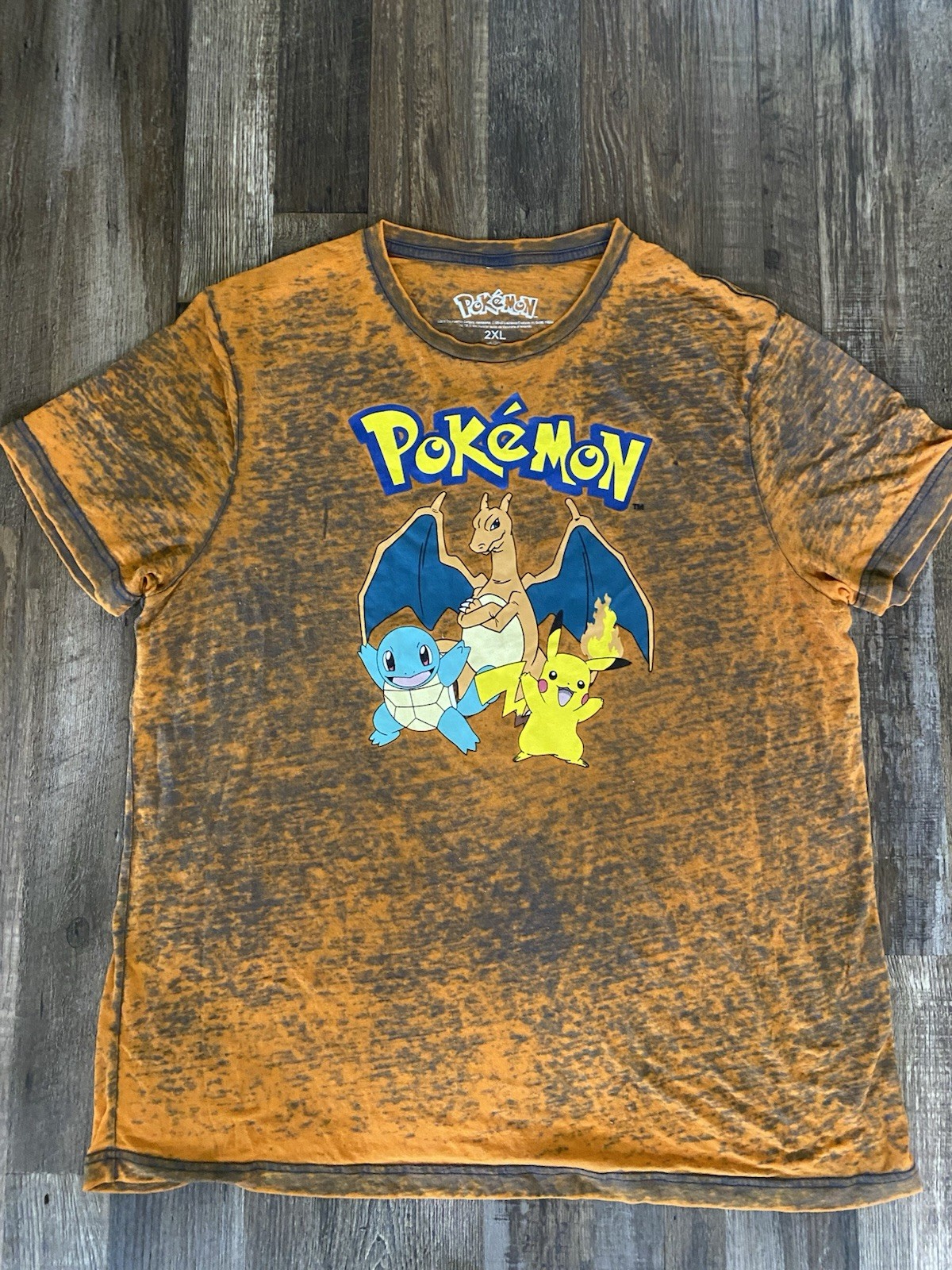 Pokémon Charizard Pikachu Squirtle Orange Graphic Tee Men’s 2XL