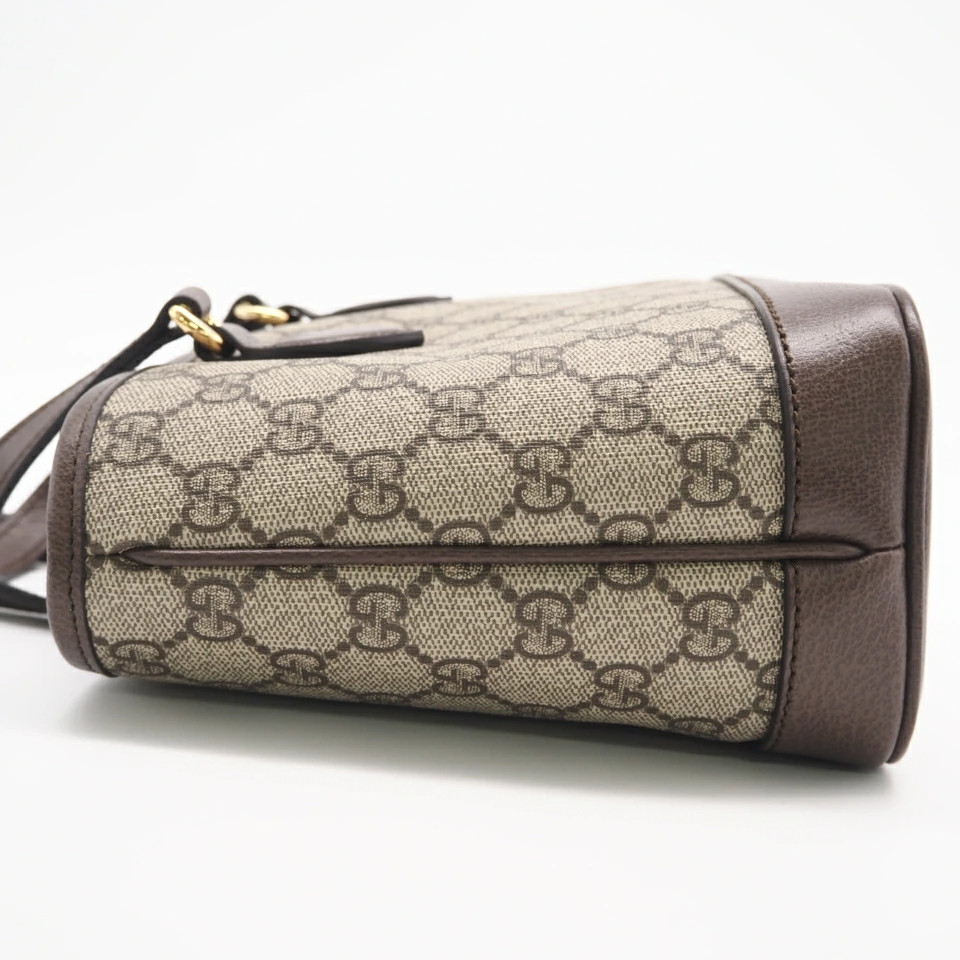 GUCCI GG Supreme Ophidia Small Tote Bag 811716 2WAY Handbag Beige Brown