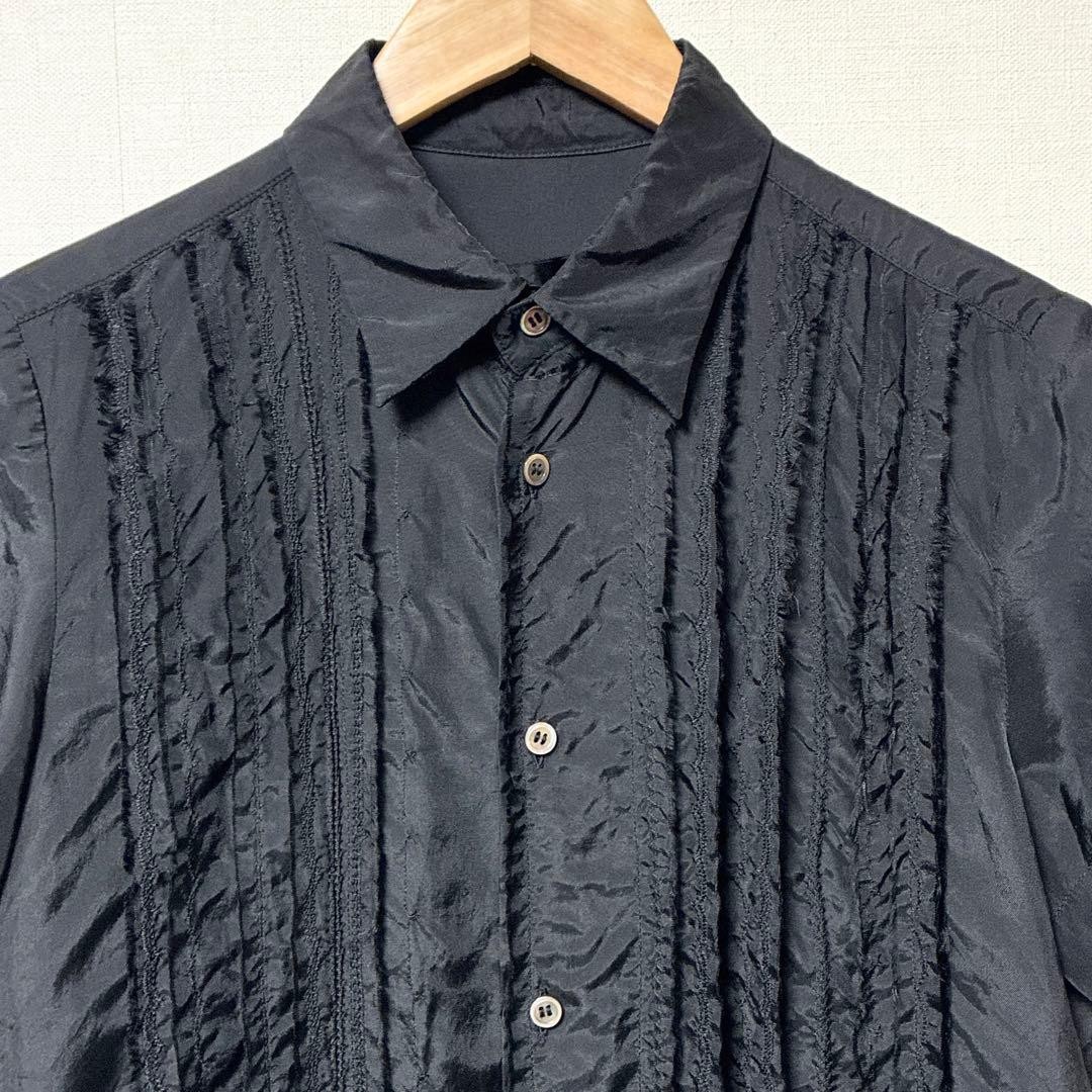 Tricot COMME des GARCONS AD2003 Black Raw Edge Frill Blouse Shirt Size M