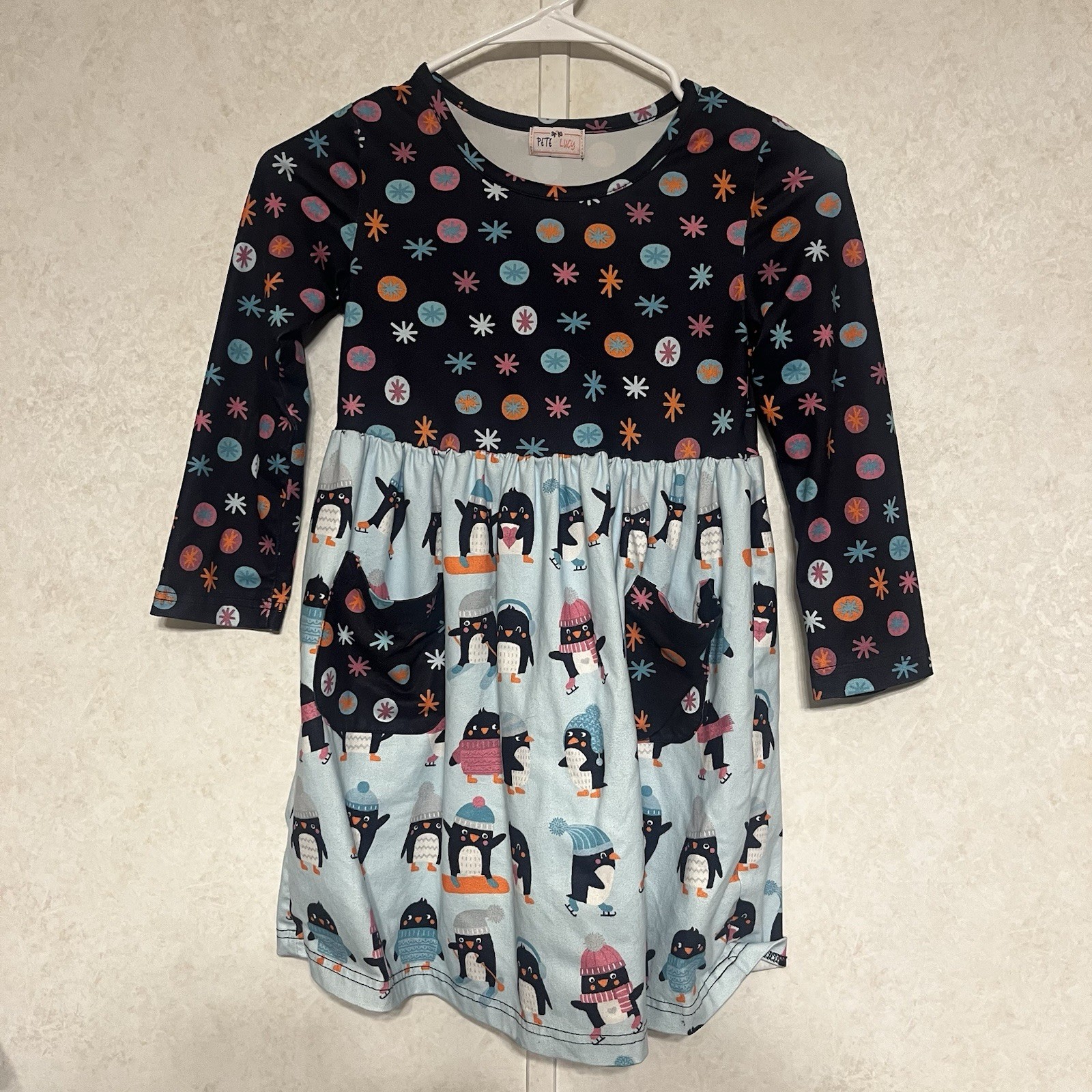 Girls Winter Dress By Pete + Lucy Penguins Snowflakes Design Boutique Size 6/6x