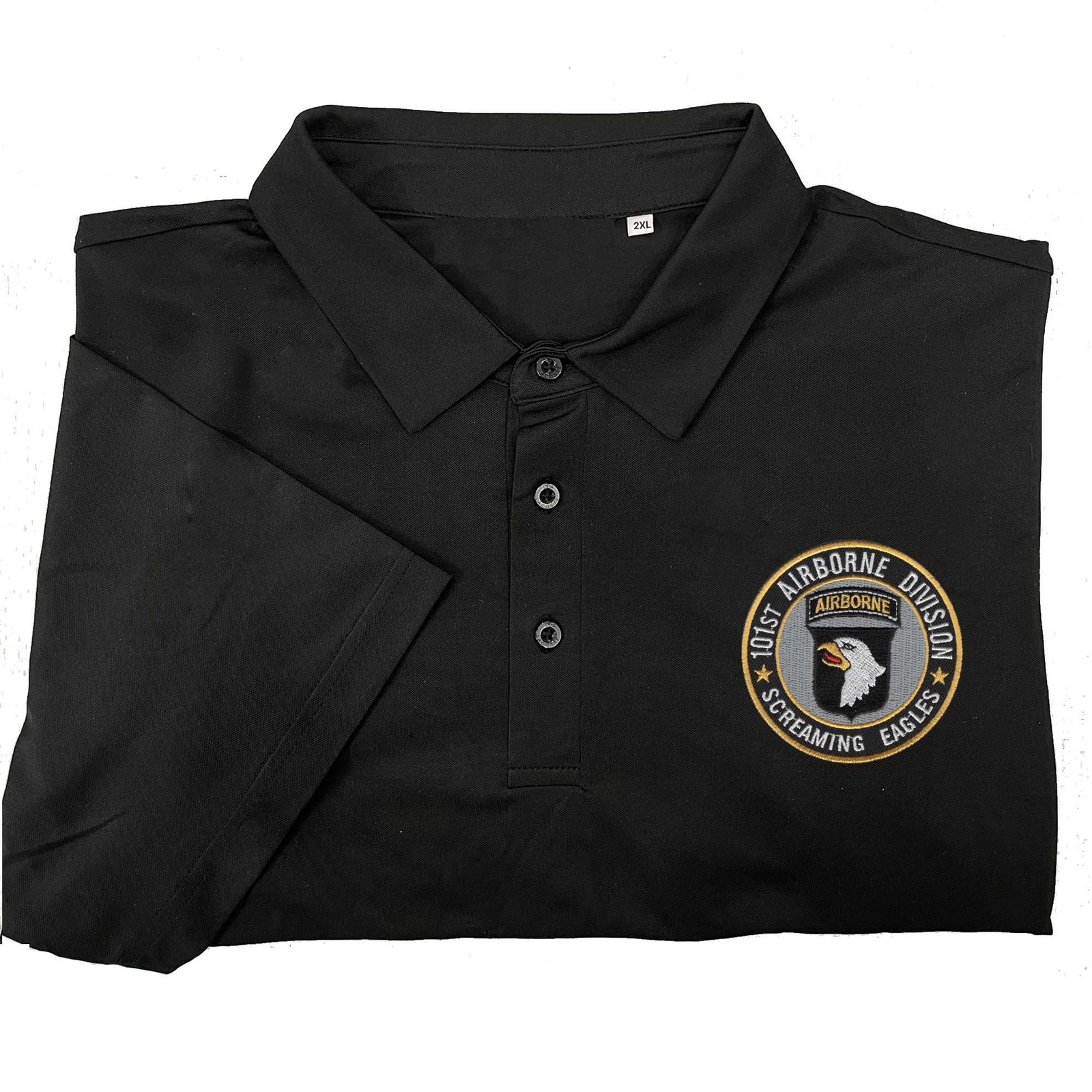 101st airborne division screaming eagles round embroidered polo shirt