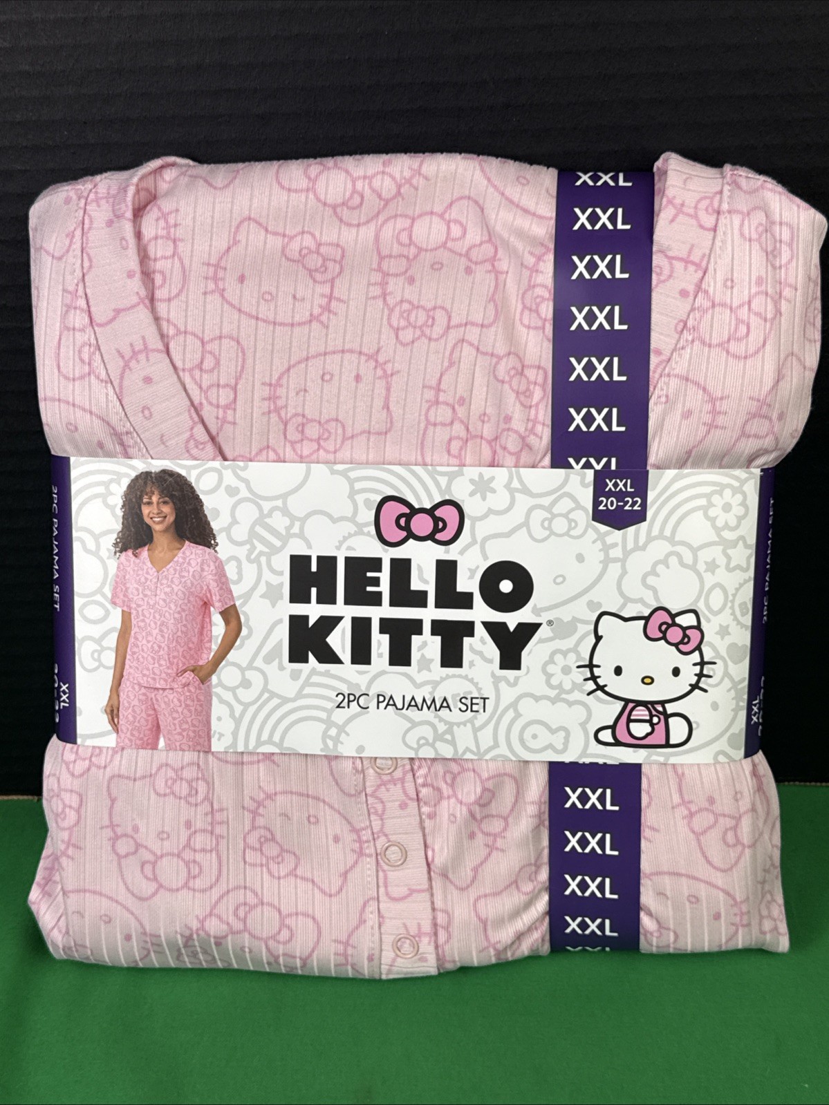 Hello Kitty Women’s 2 Piece Short Sleeve Henley & Pant Pajama Set Size XXL