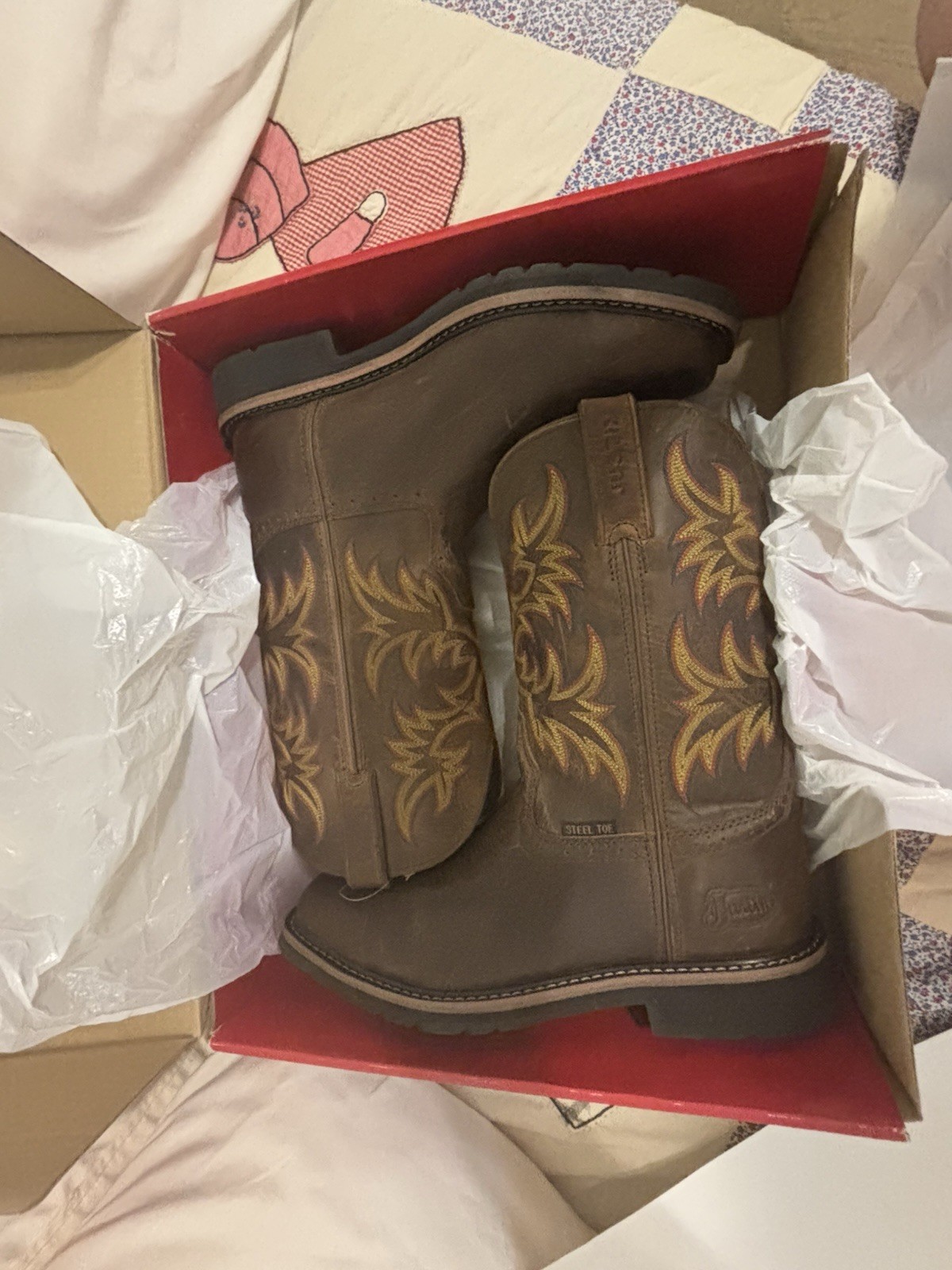 Justin WK4681 Driller Work Boots Size 11D Square Toe Soft Toe Western wear