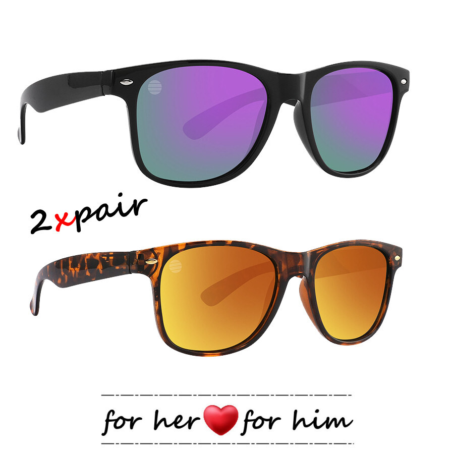 2 Pack Unisex Wayfar Retro Classic Style Polarized Sunglasses for him for her