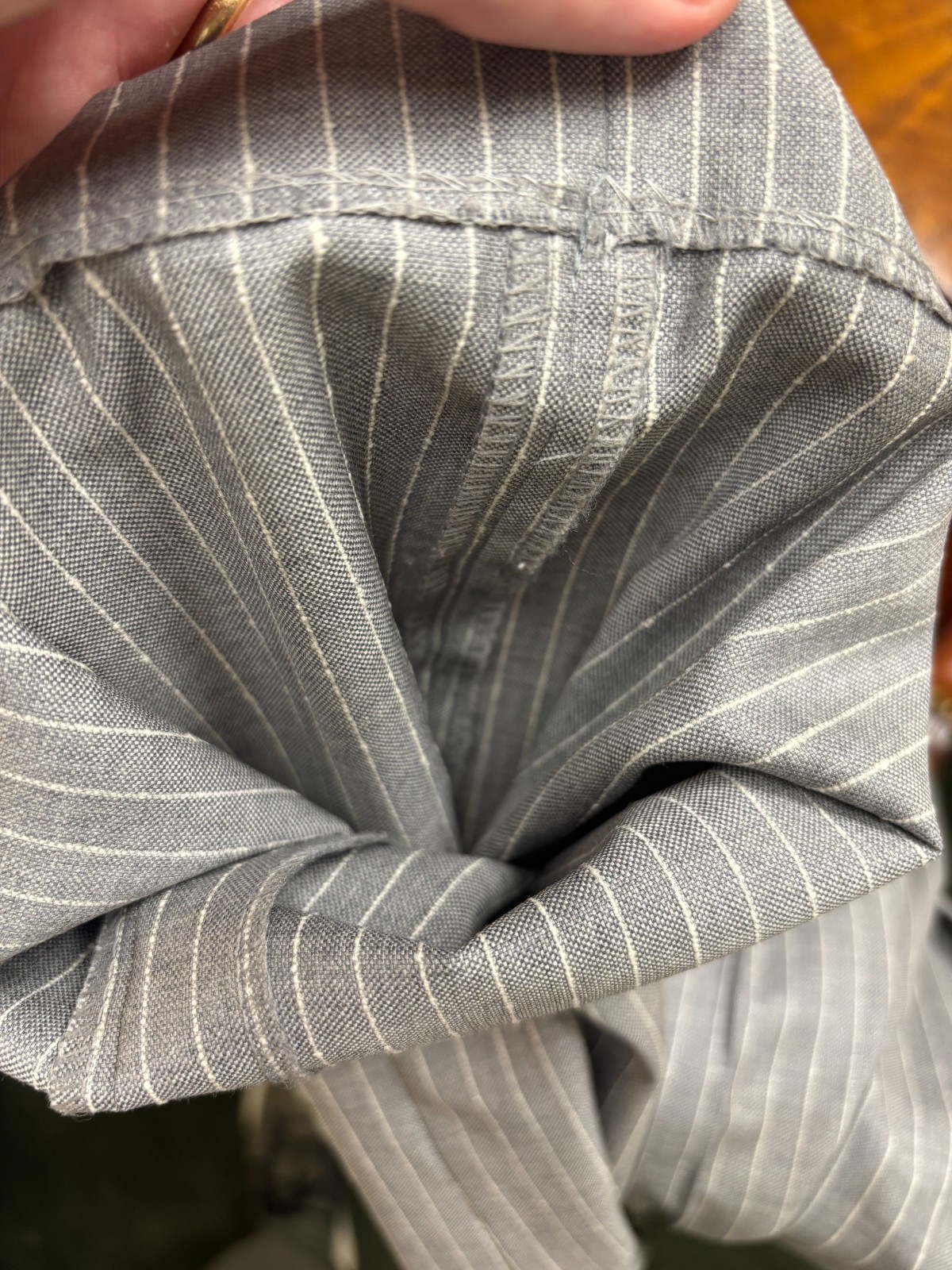 Canali 52L Gray Pinstripe Wool Suit 42L 36×34 Made Italy Bemberg Cupro