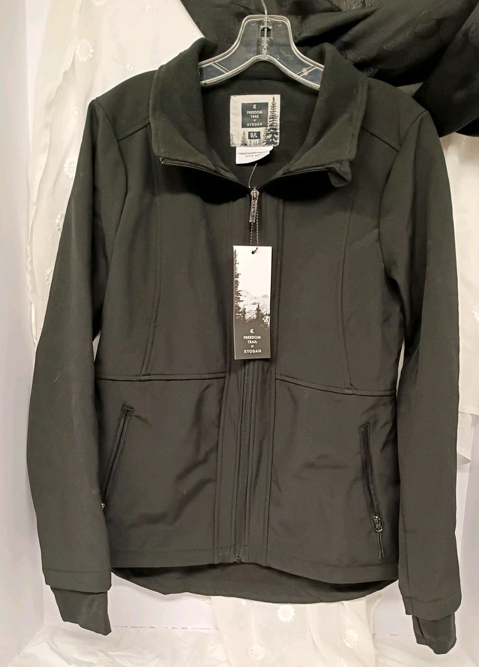 Black Jacket Lined Zip Pockets Thumb Hole Cuffs From Freedom Trail by Kyodan