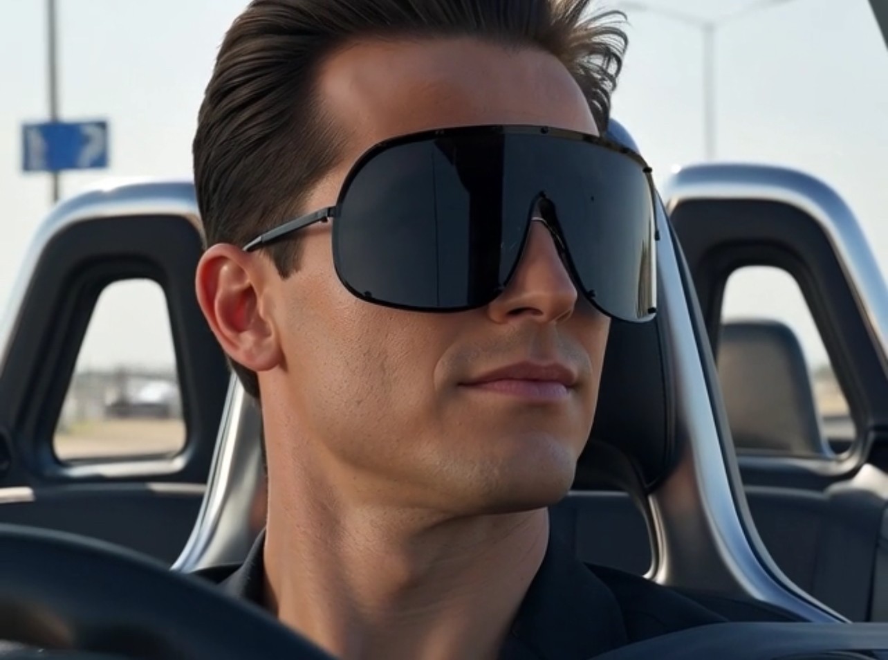 XXL Oversized Metal Rim Curved Monolens Shield Racer Sunglasses Futuristic Gafas