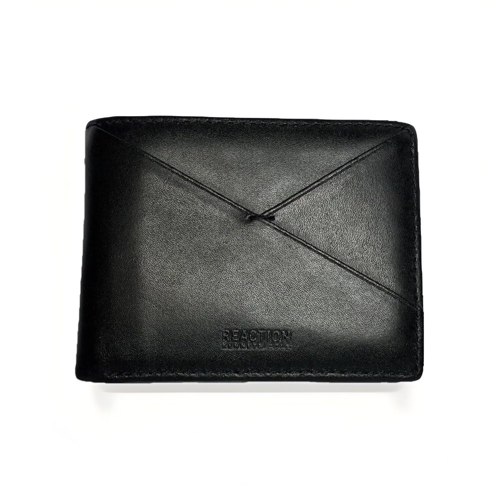 Kenneth Cole Reactions Black Leather Bi Fold Wallet ID Holder 8 Card Slots Men’s