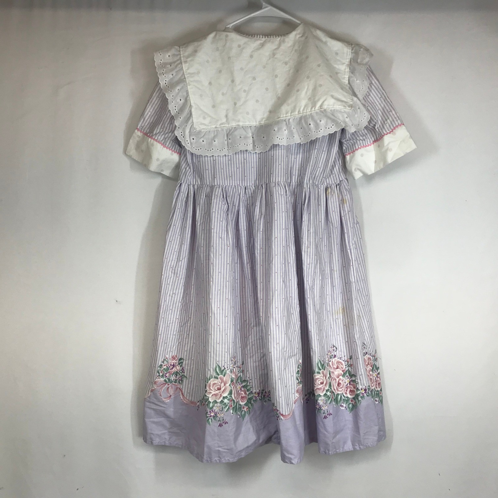 Homemade Kids Girls Vintage Pastel Striped Floral Dress