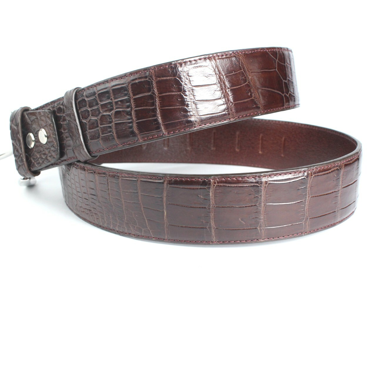 Luxury Dark Brown Real Alligator Crocodile Leather Skin Men’s Belt – W 1.3 inch