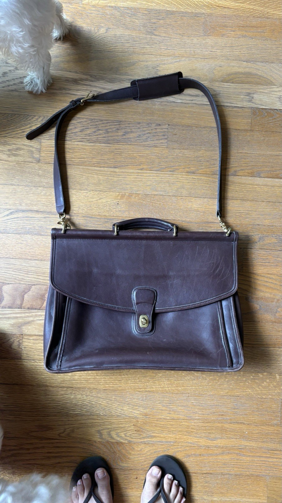 Vintage Dark Brown Full Grain Leather Coach Beekman Briefcase Style No 5266