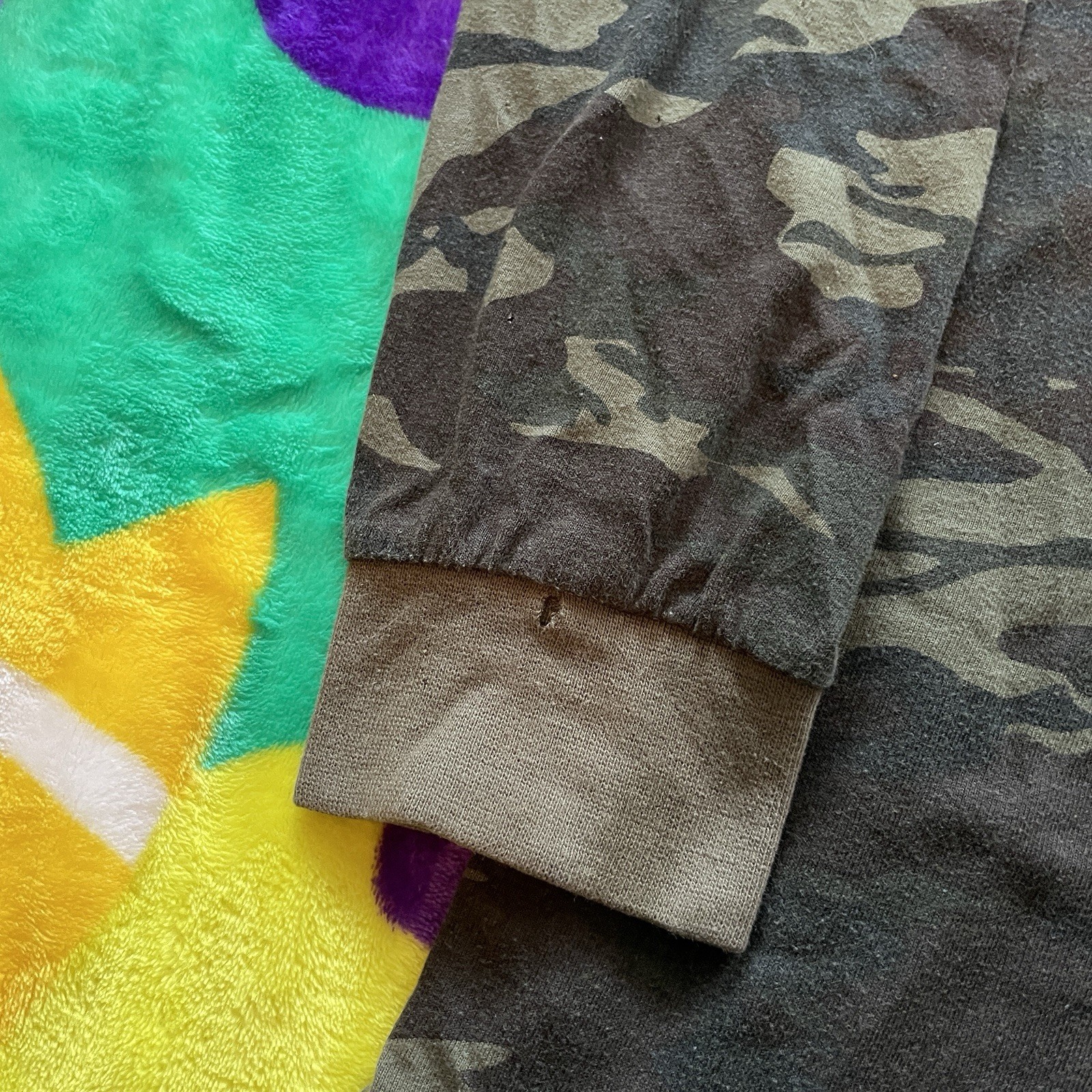 Camouflage Long Sleeve Ringer T-Shirt Men’s 2XL Camo Outdoors Fishing Camping