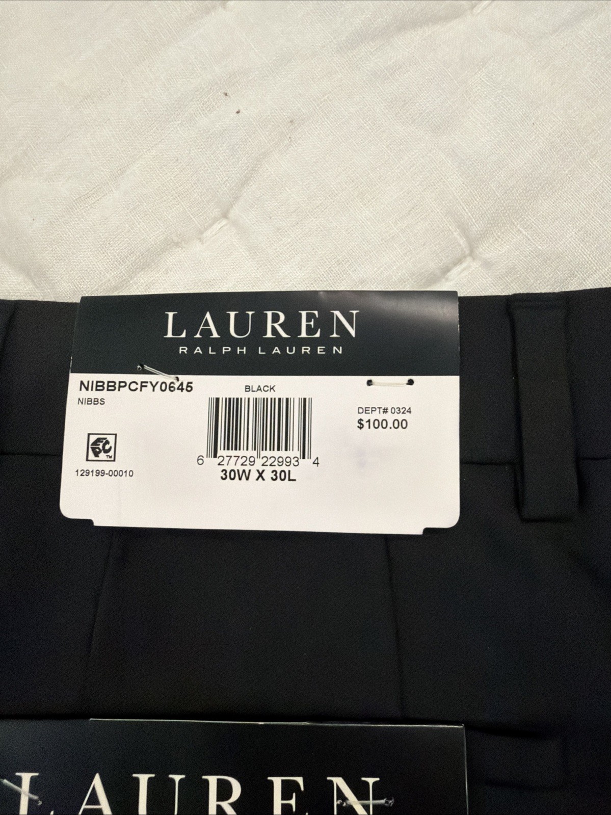 NWT Lauren Ralph Lauren UltraFlex Classic Fit Dress Pants – Black – 30w x 30L
