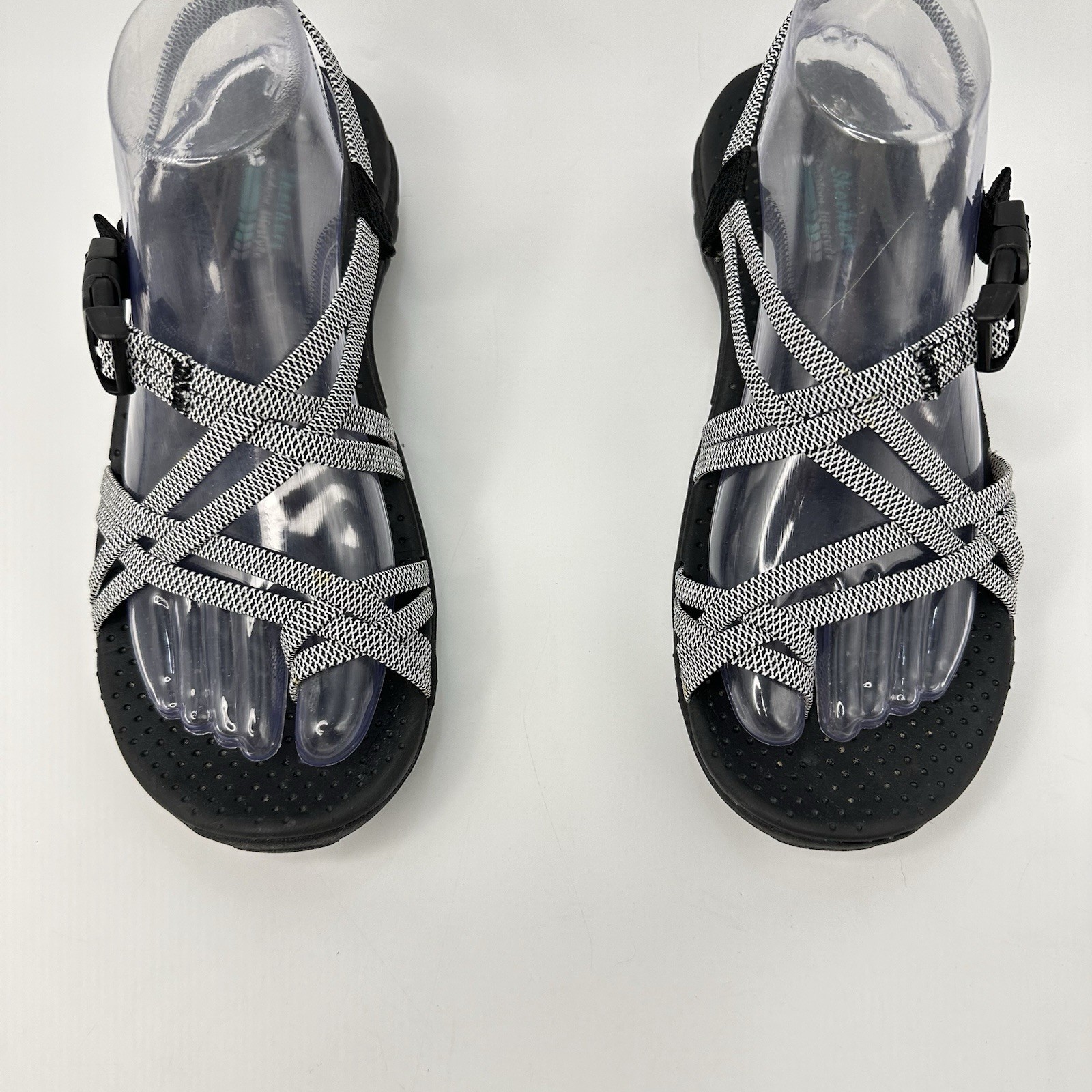 Skechers Reggae Irie Mon Black White Women’s Sandals Size 8