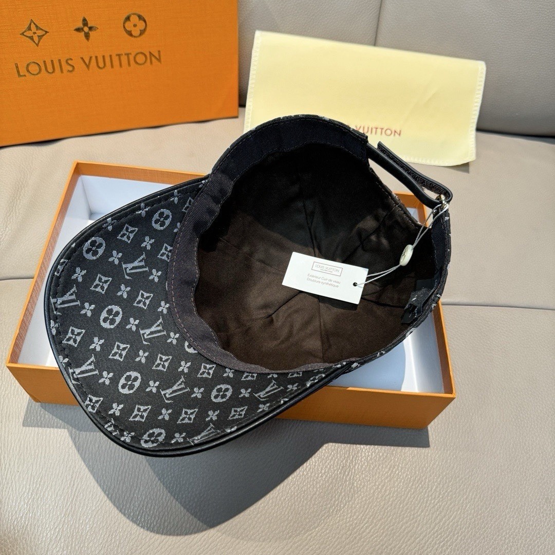 Louis Vuitton Black/Gray Monogram Baseball Cap Designer Hat One Size
