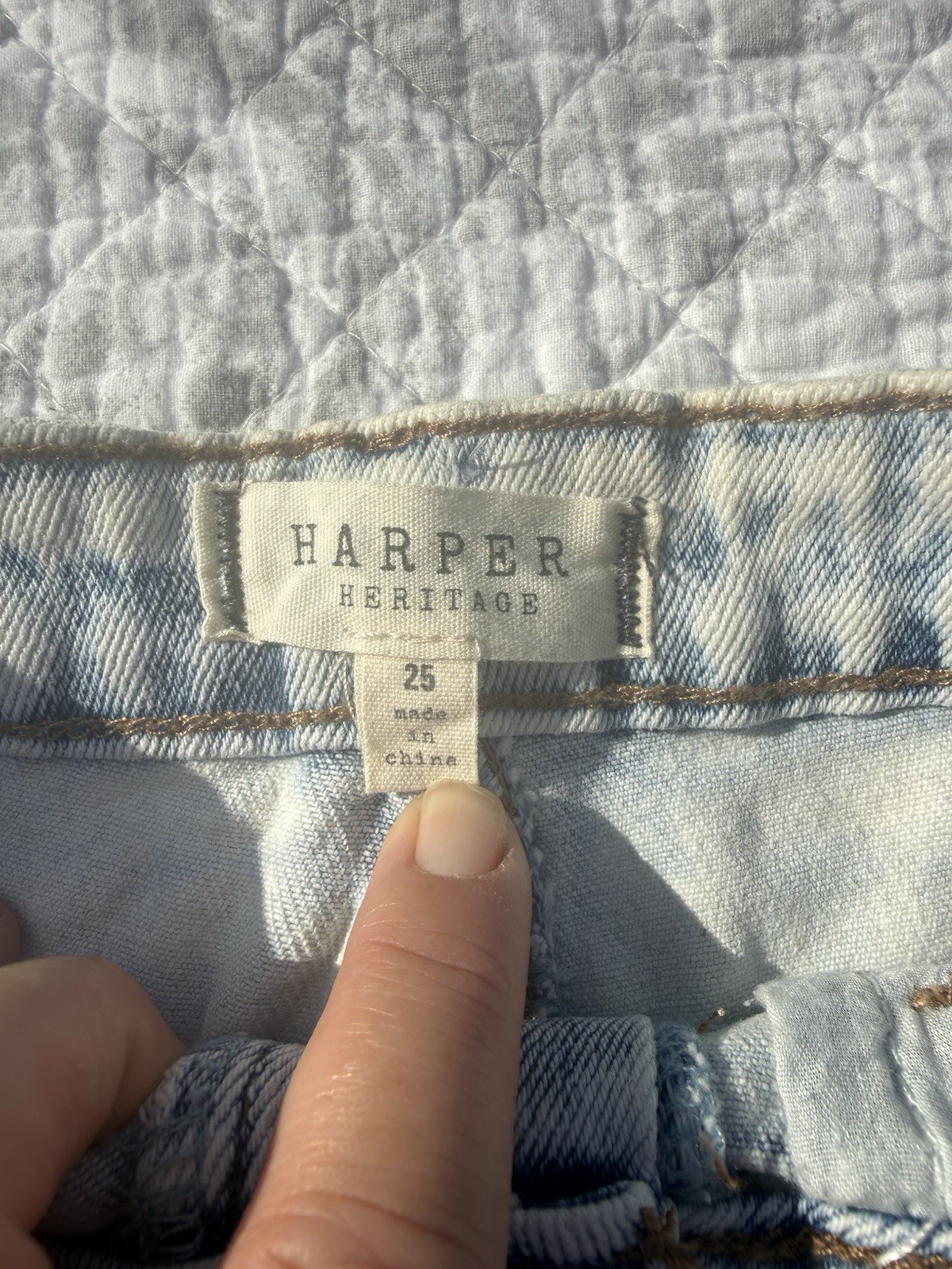 Harper Heritage High Rise Light Wash Distressed Cut Off Denim Shorts 25″ Waist