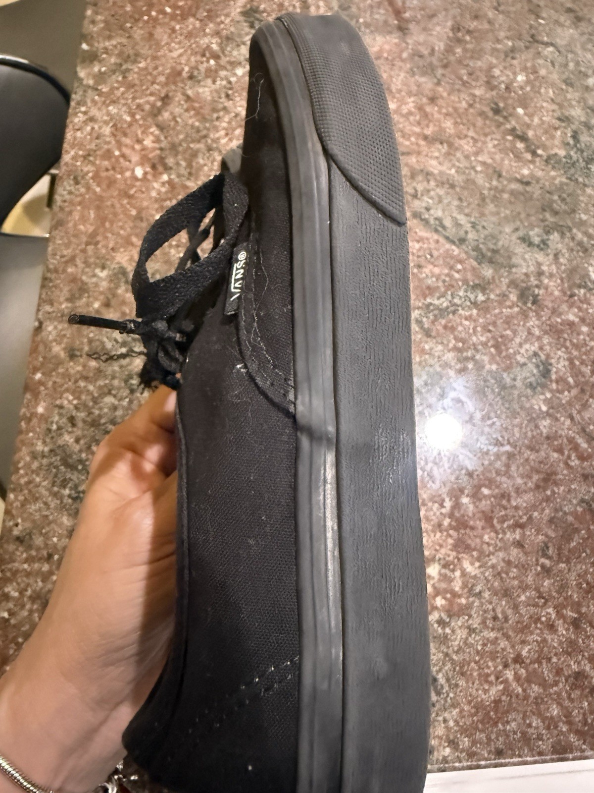 VANS Black Canvas Lace-Up Sneakers US 3.5 EU 34.5 Round Toe