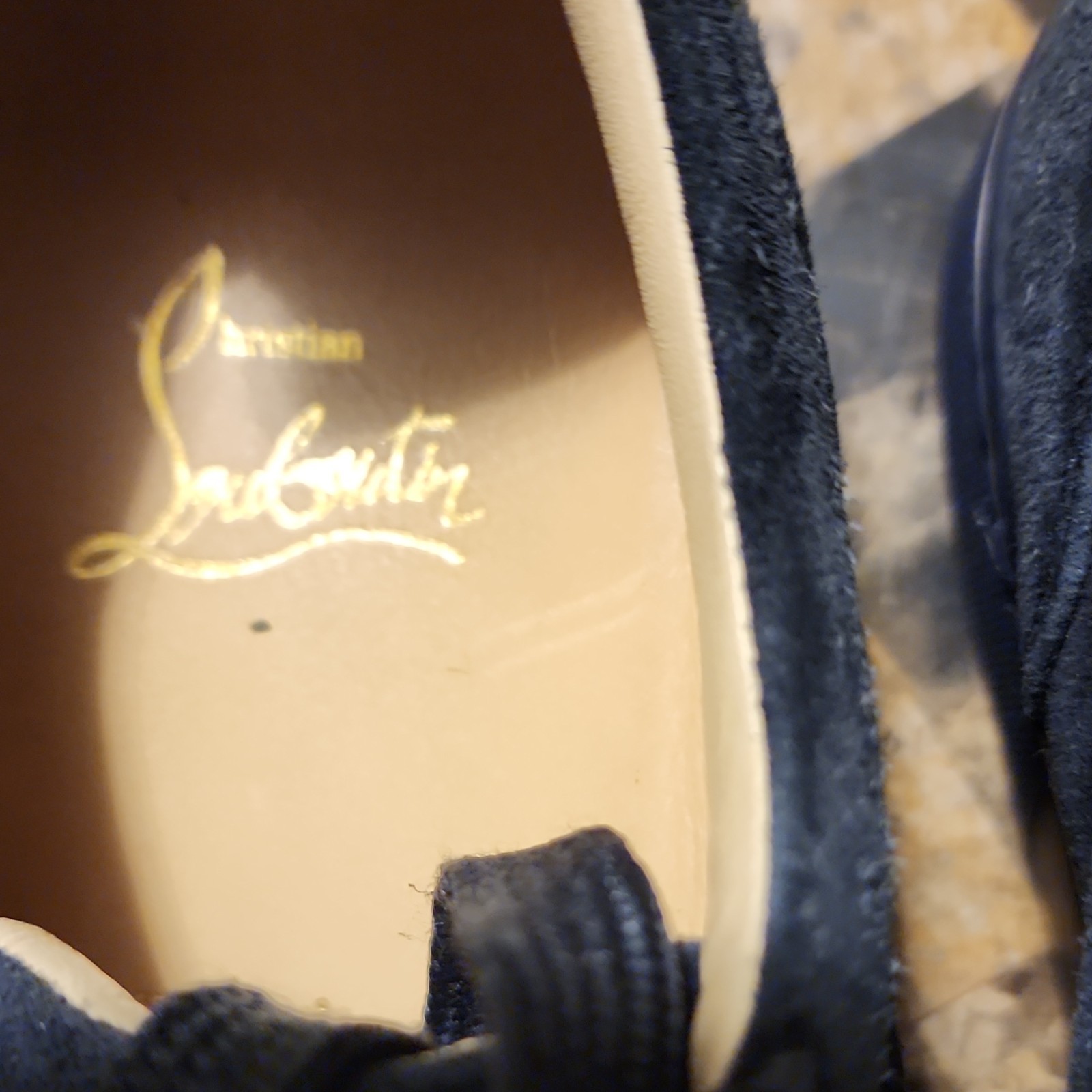 Christian Louboutin Men’s Black Suede Studded Low-Top Lace-Up Sneakers EU 40.5