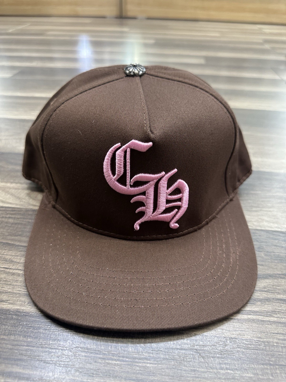 Chrome Heart Brown Pink CH Logo Embroidered Adjustable Snapback Baseball Cap