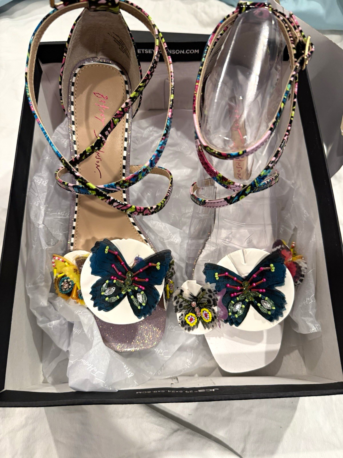 Betsey Johnson Women’s Butterfly Strappy Open Toe Heel and Matching Clutch Set