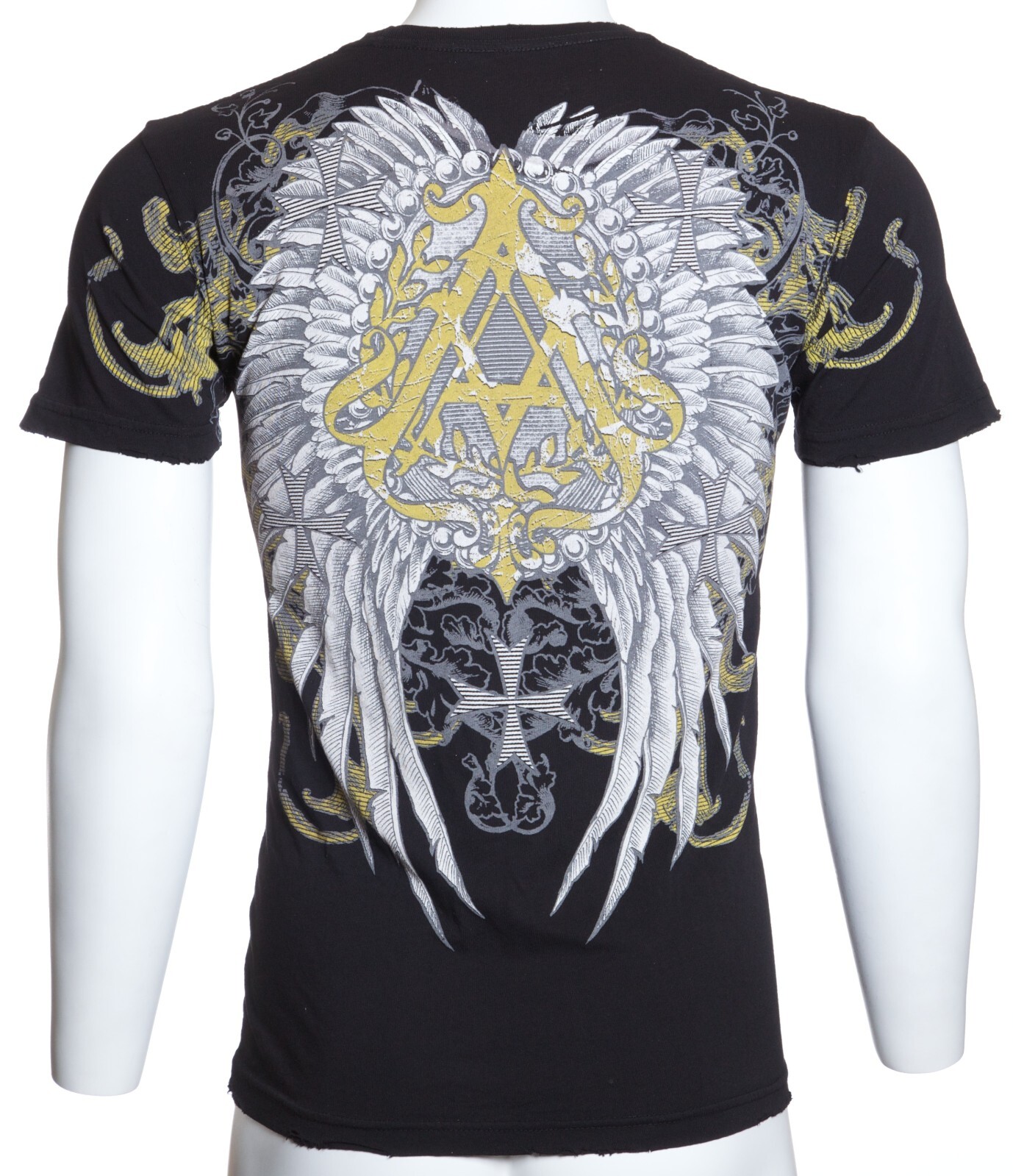 ARCHAIC by AFFLICTION Black CELLAR WINGS Short Sleeve Slim Fit Y2K T-shirt NWT