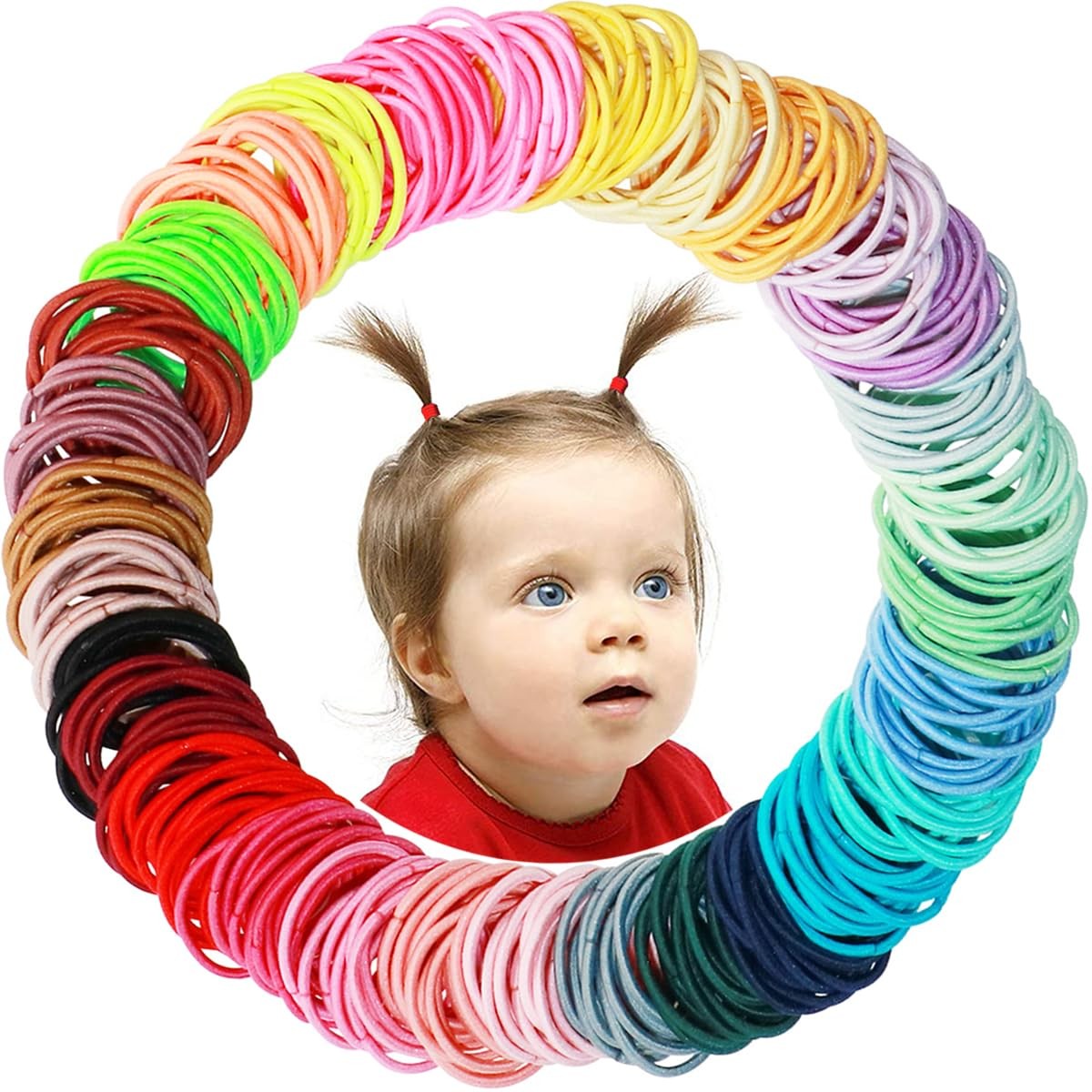 400PCS Multicolor Hair Ties, No Crease 1 Count (Pack of 400), 40 Colors