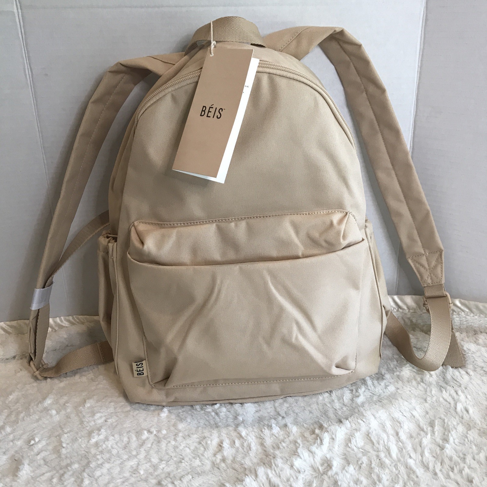BEIS The BEISics Beige Backpack Laptop & Trolley Friendly Minimalist NWT