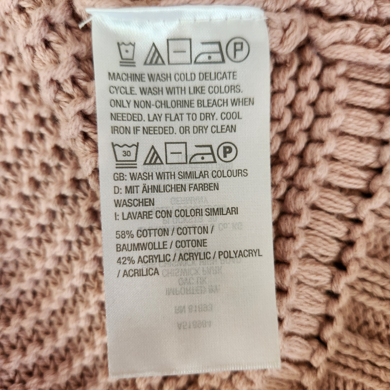 Encore by Idina Menzel Mixed Stitch V-Neck Sweater Dusty Pink X-Small Open Knit