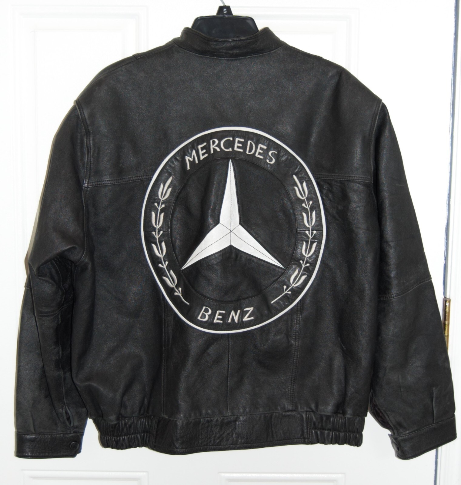 Vintage Mercedes Benz Leather Motorcycle Jacket Large Logo Men’s Women’s M/L #i2