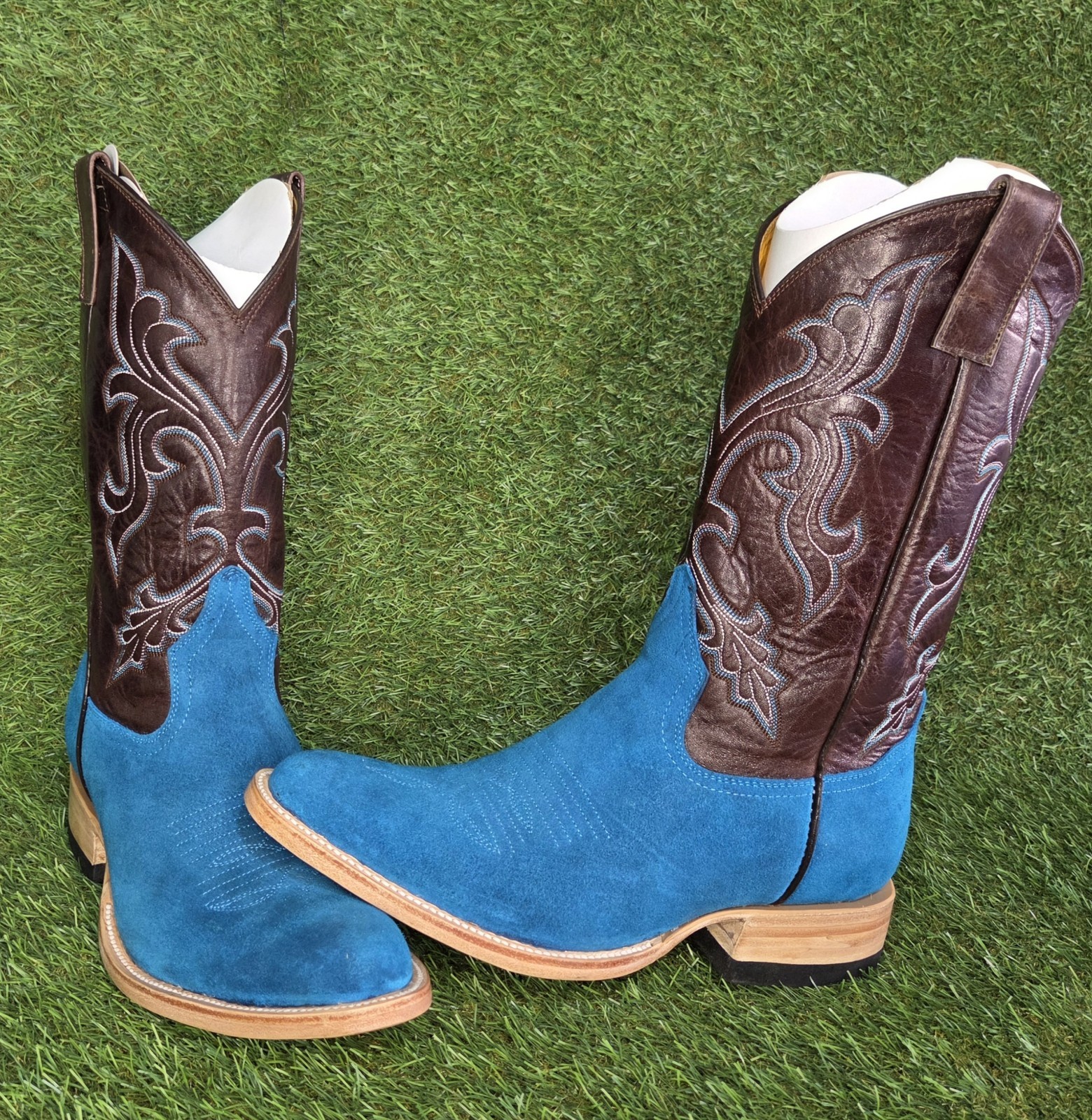 Men’s New Turquoise Suede Cowboy Boots All Sizes And Toe Styles Available 🔥🔥🔥