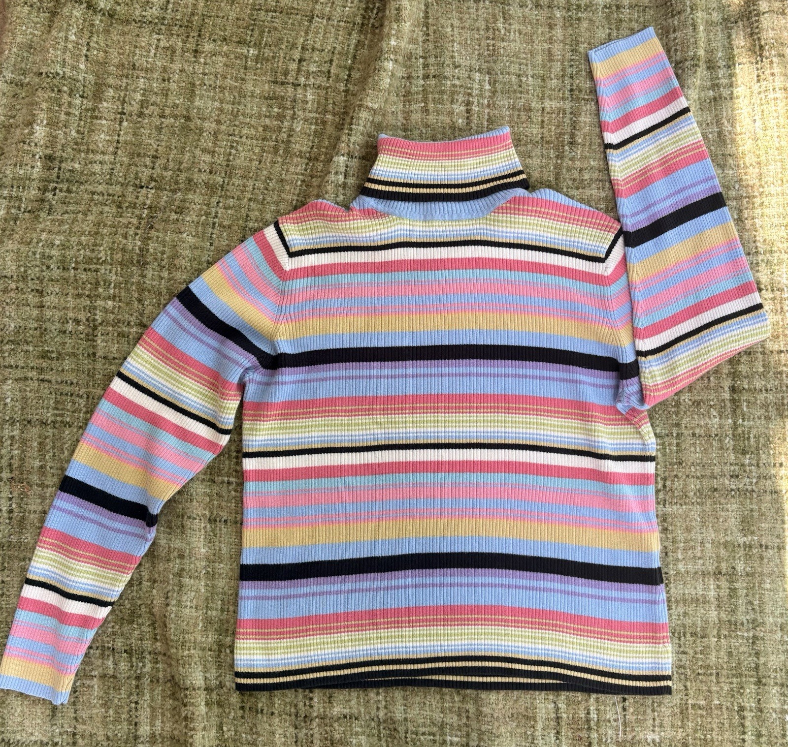 Harvé Benard Women’s L Multicolor Striped Rib-Knit Turtleneck Pullover Sweater