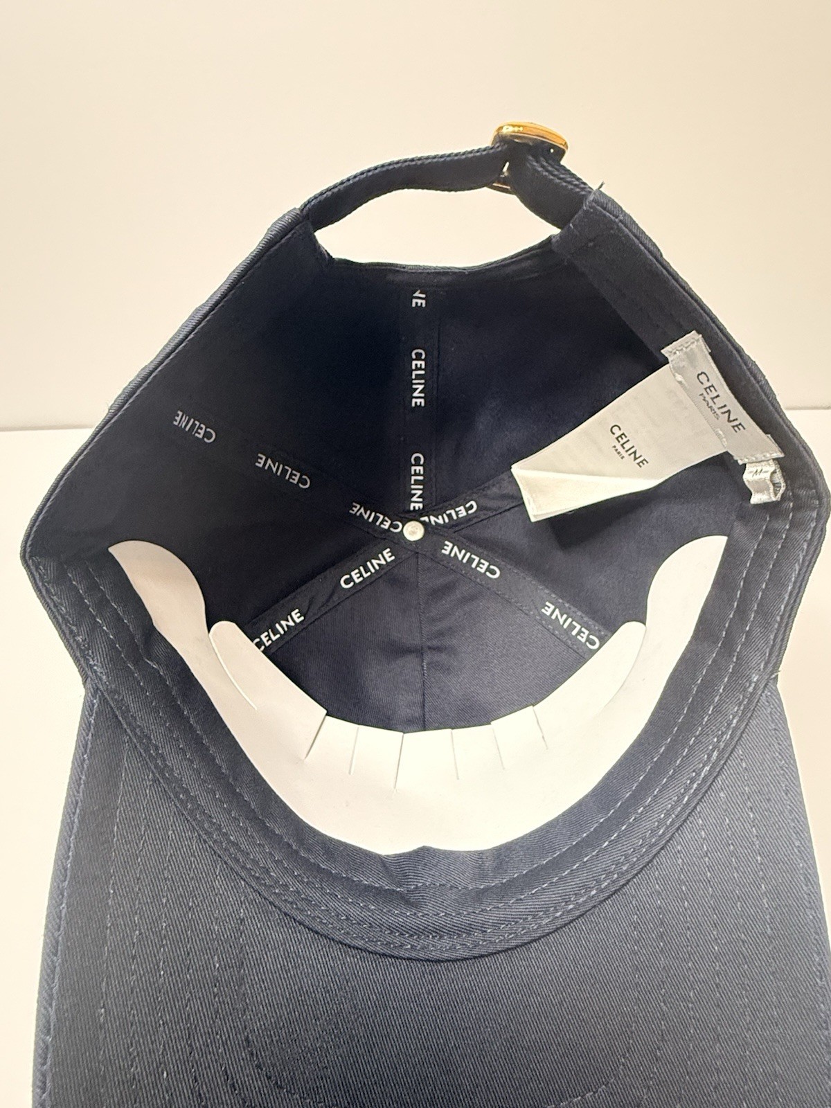Celine Triomphe Navy Blue Adjustable Baseball Cap Women’s Medium