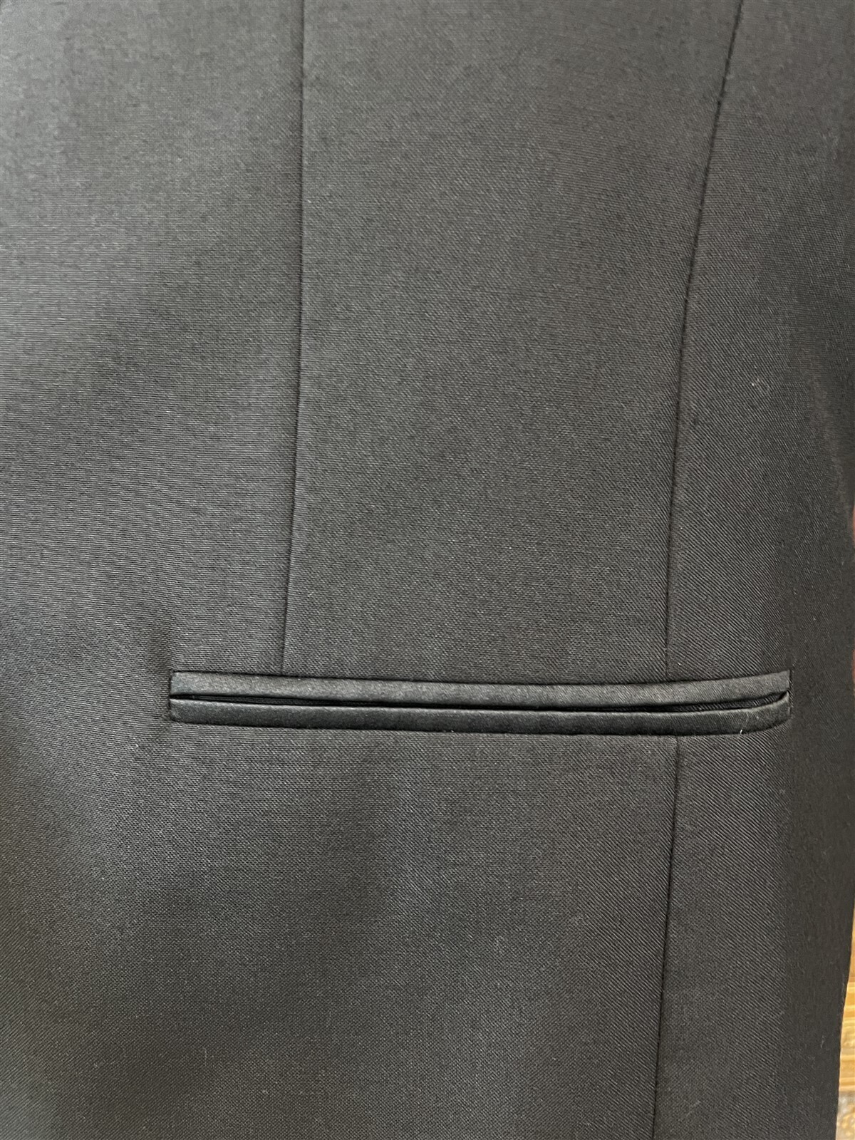 VTG Gianelli Uomo 42R 34 x 28 2Pc Black Wool Blend Hopsack 1Btn Tuxedo