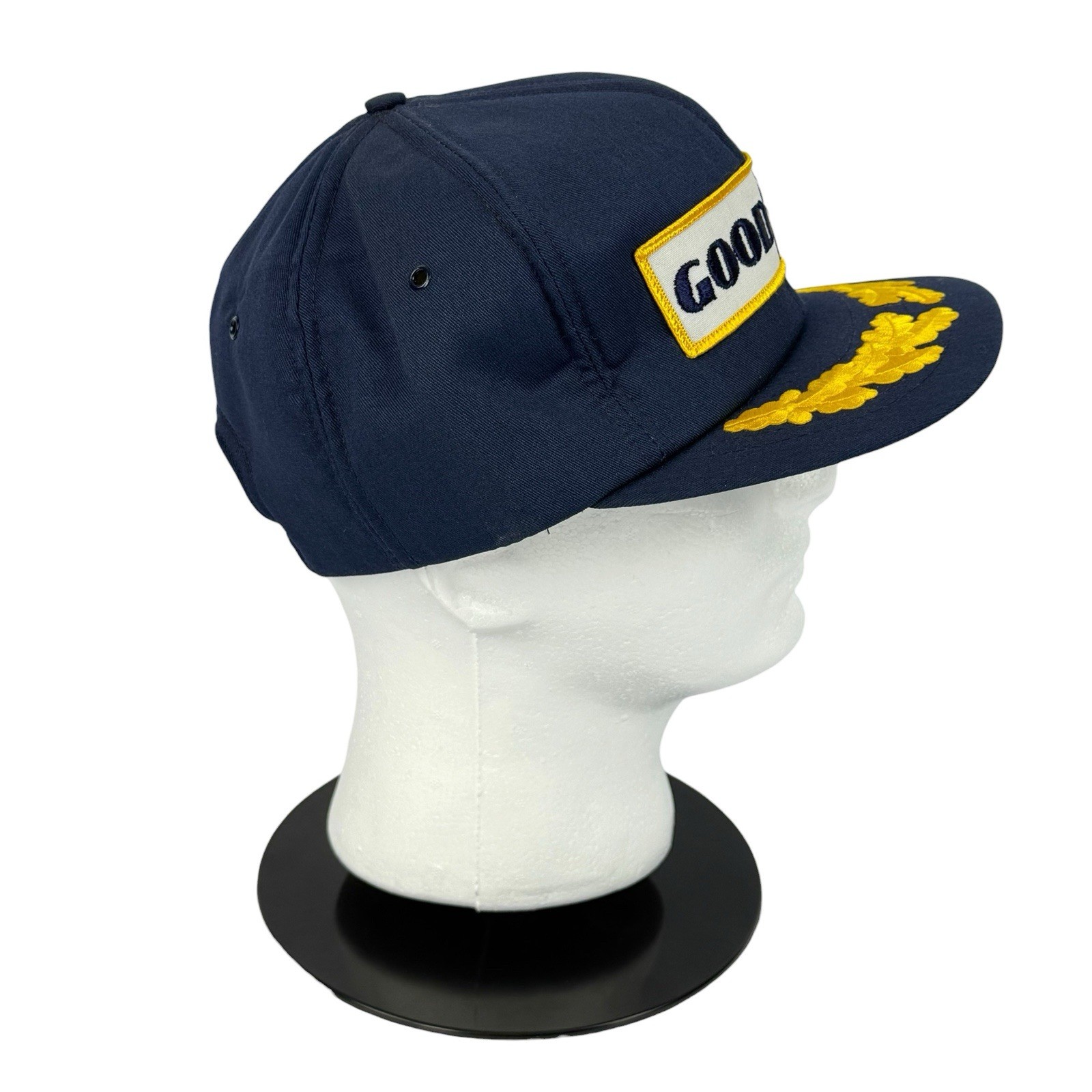 Vintage Goodyear Racing Snapback Hat Navy Patch Logo Swingster Scrambled Eggs