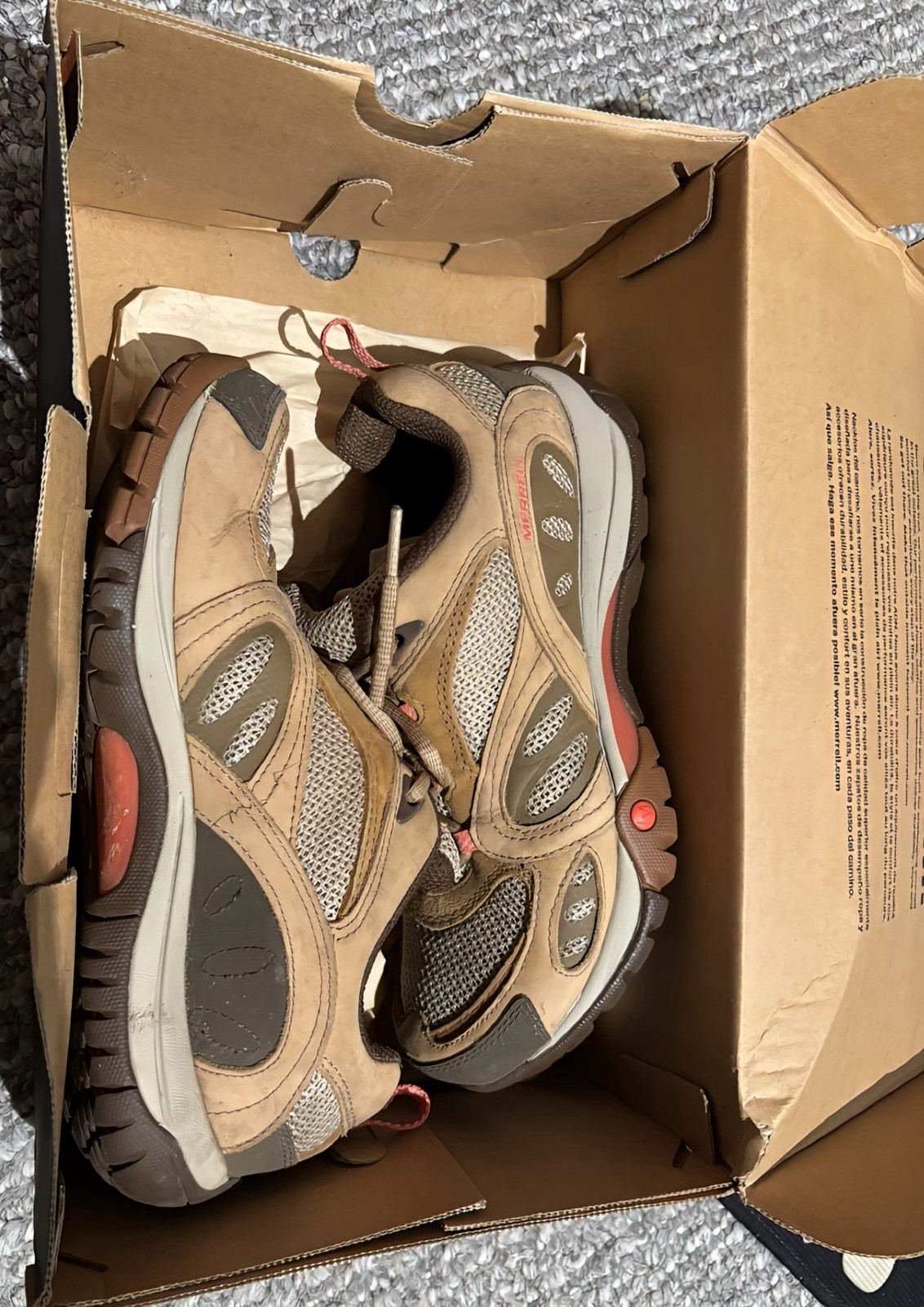 Merrell Azura Hiking Shoes Womens Size 7 Tan /Coral