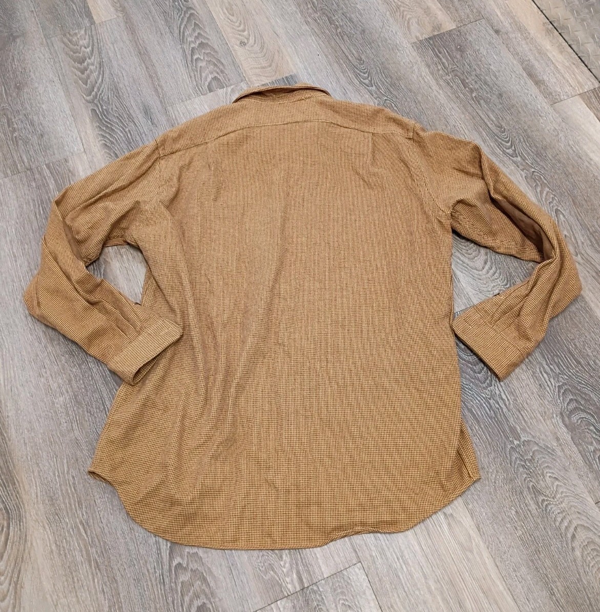 Polo Ralph Lauren Bowen Flannel Shirt L Rust Brown Hounds Tooth Cotton Suede