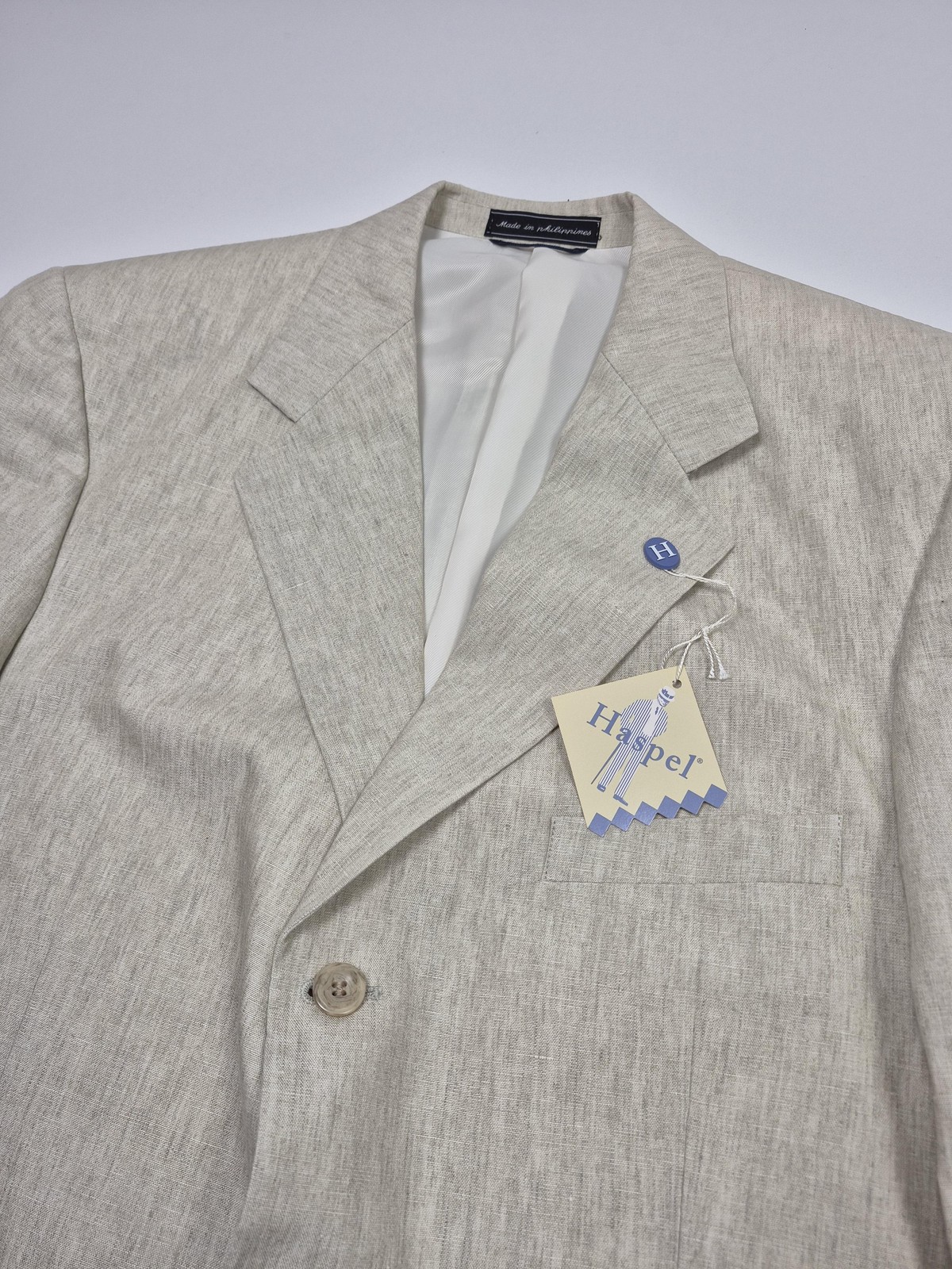 Haspel Suit Mens 44 Long Beige 100% Linen Memphis 2 Piece 38×36 Classic Fit NWT