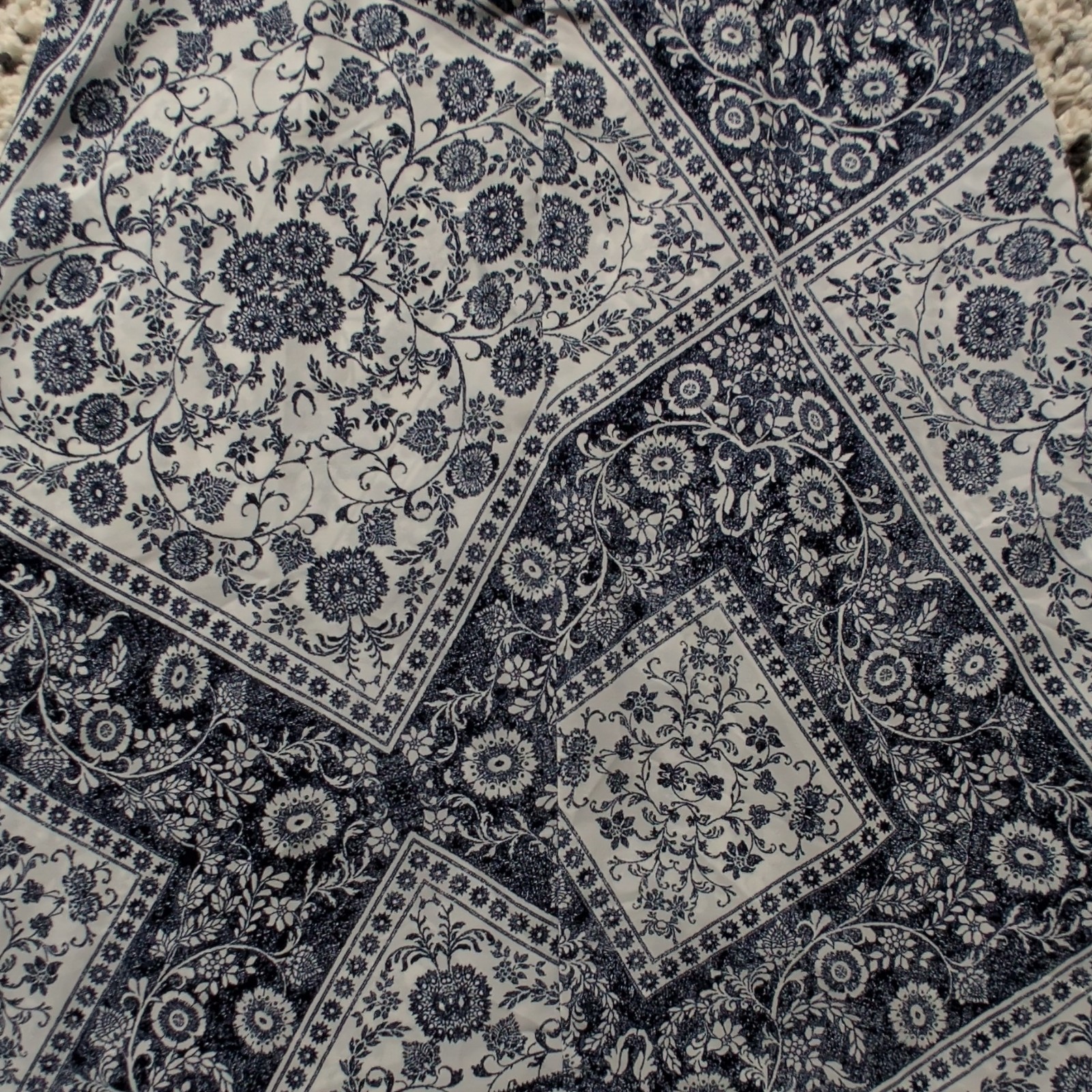 Women’s Blue White Floral Spaghetti Strap V-Neck Polyester Sundress S