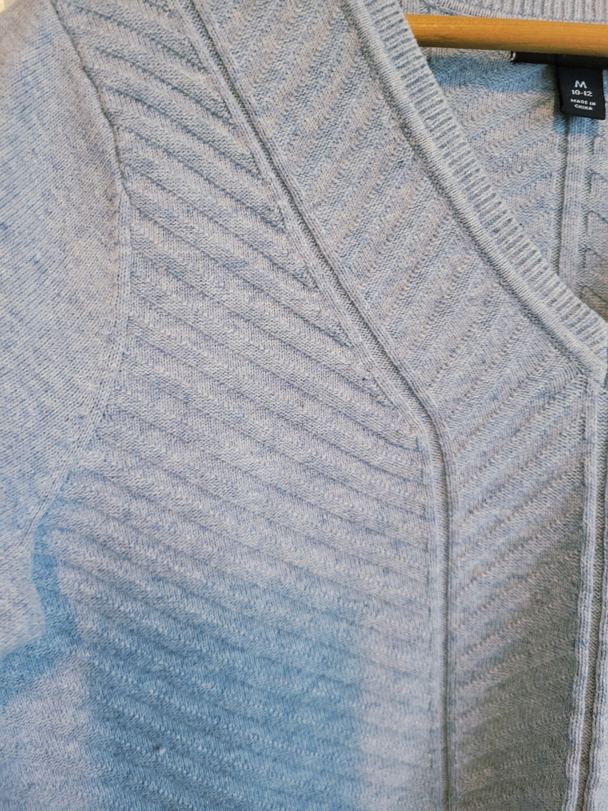 Lands’ End Marbled Baby Blue 100% Baumwolle Womens Size M V-Neck Sweater