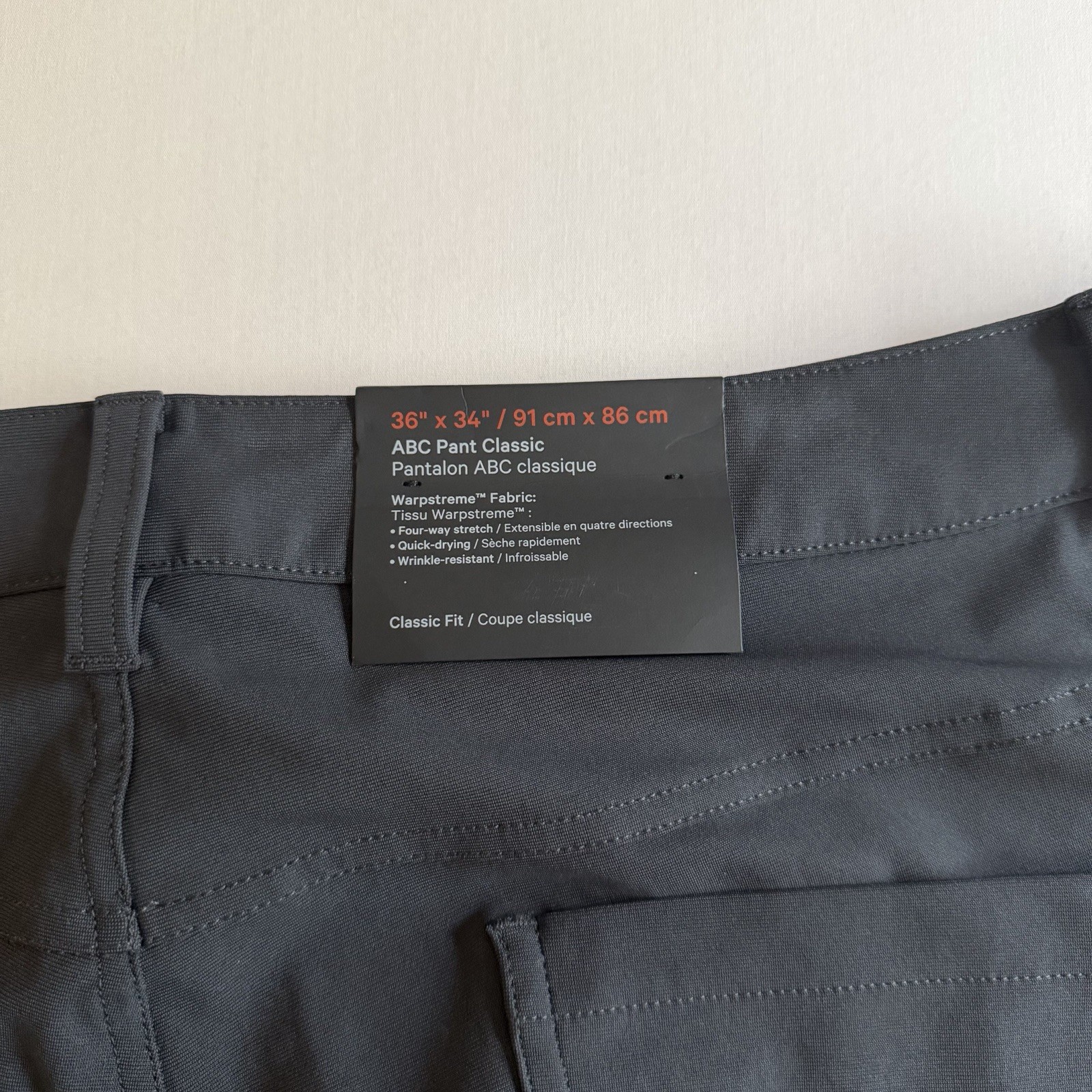 Lululemon ABC Pants Men 36×34 Obsidian Classic Fit Warpstreme Performance