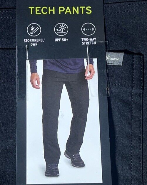 NWT Eddie Bauer Mens 36×30 Black Tech Pants UPF50+ Sun Protect Water Repellent