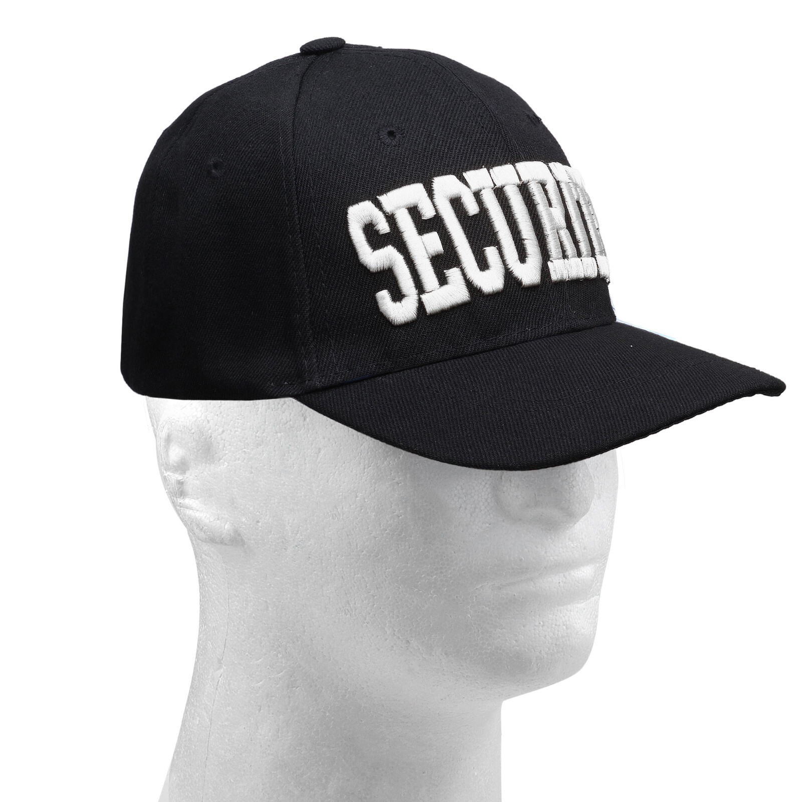 Security Hat Baseball Cap Gold White Embroidery Front Bill Back Adjustable Size