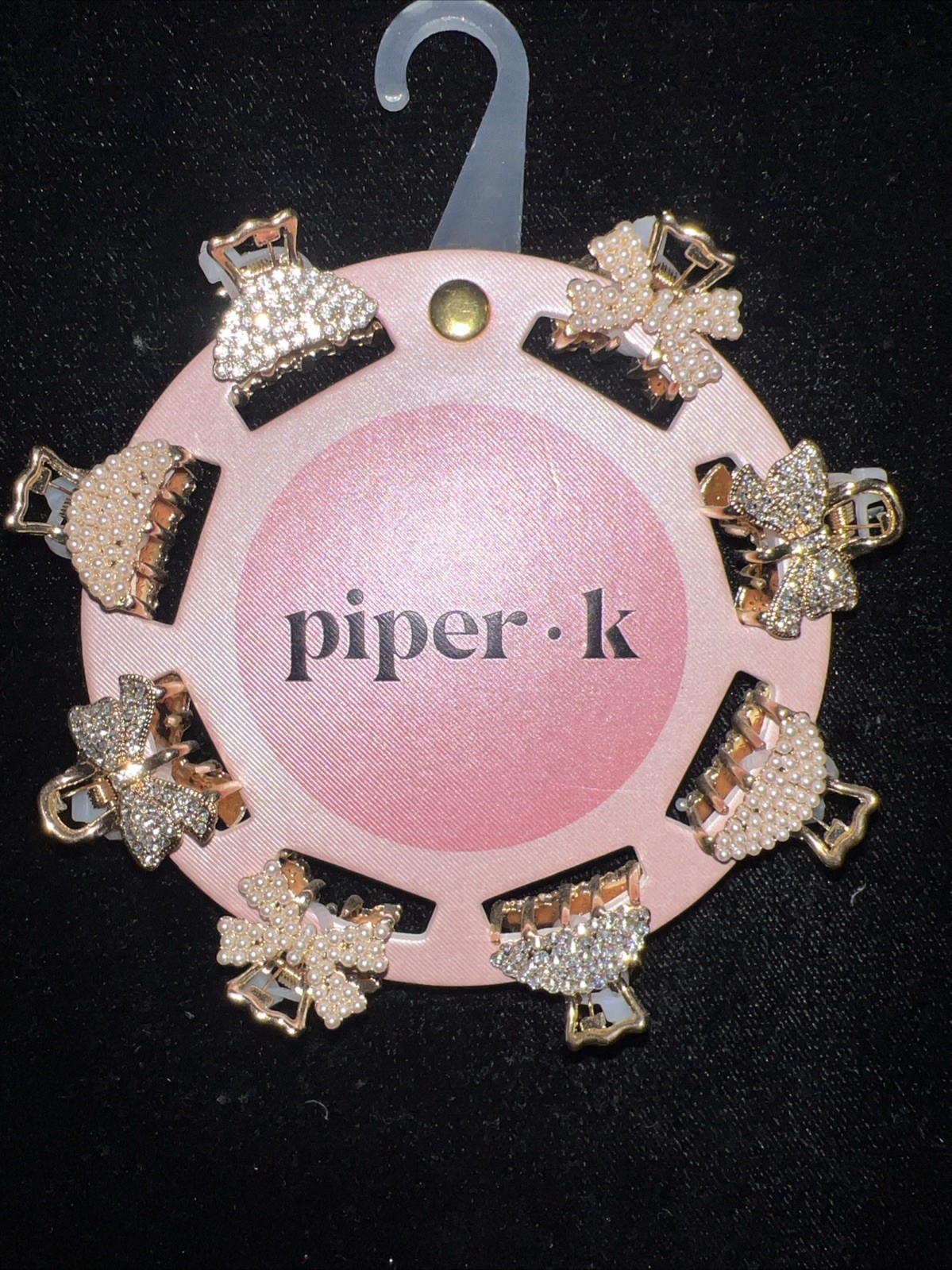 NEW piper . k – Pearl & Rhinestone Embellished Mini Claw Clips – Gold/White