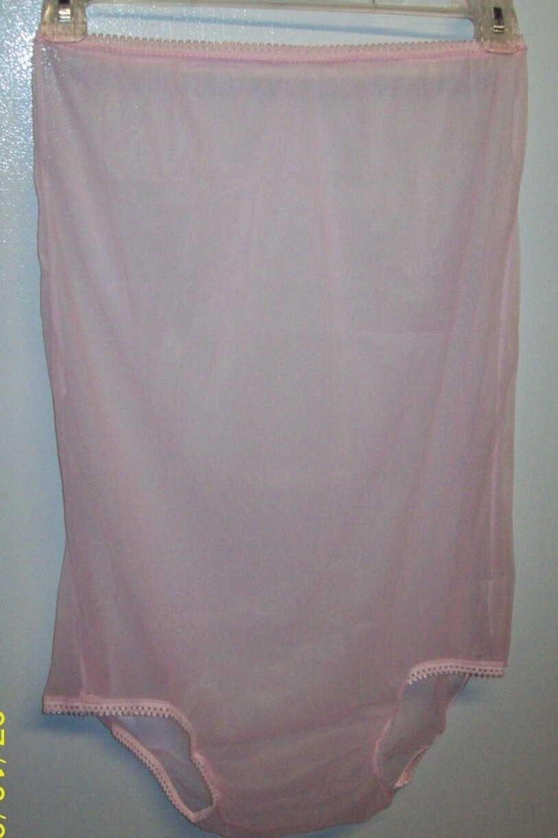 Pink SHEER NYLON * Higher Waist * PANTY 22″ Sides WAIST 30 – 40″ XL