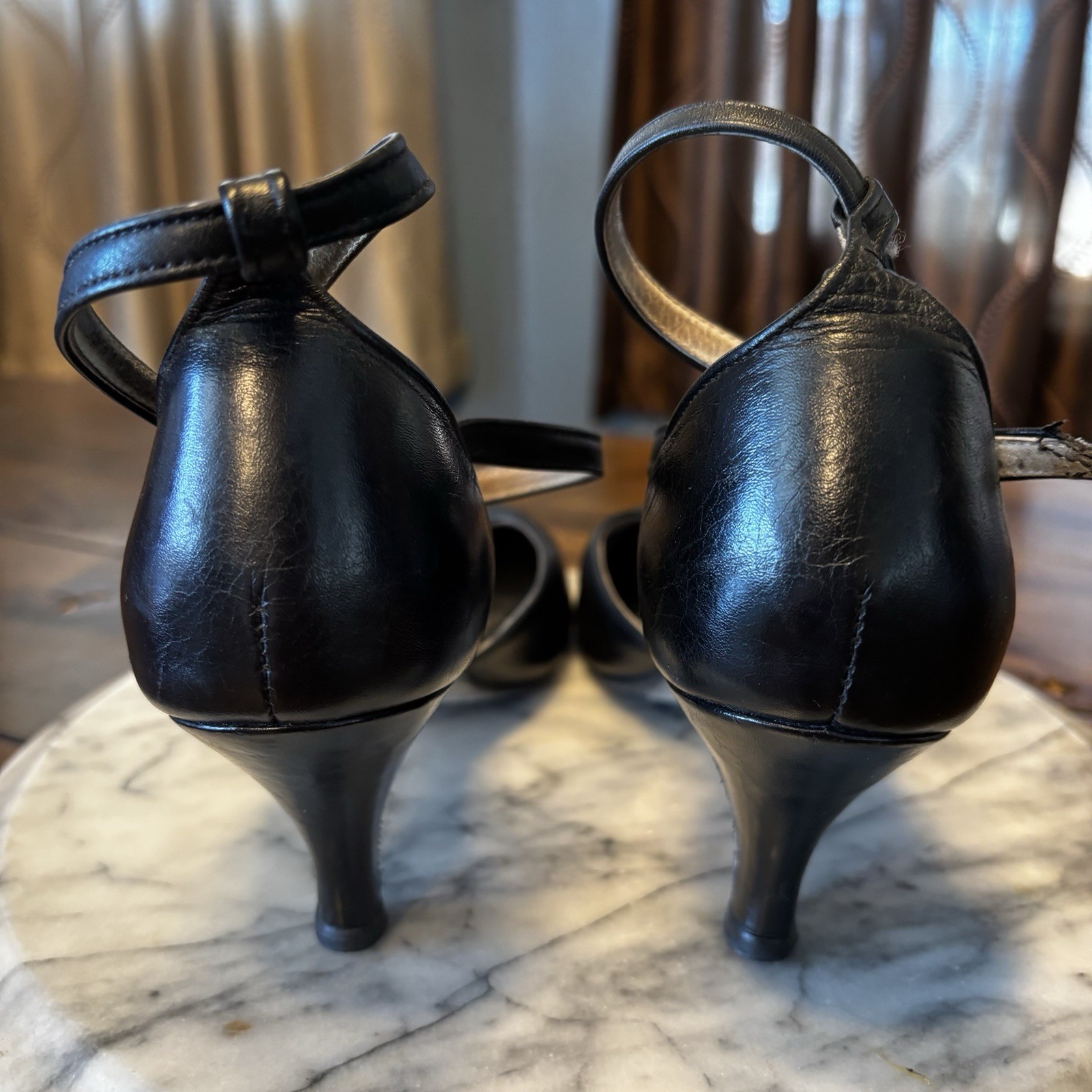 Celebrity Ballroom Dance Shoes Natasha Black Glove Leather 2.5″ Heel Sz 10.5 USA